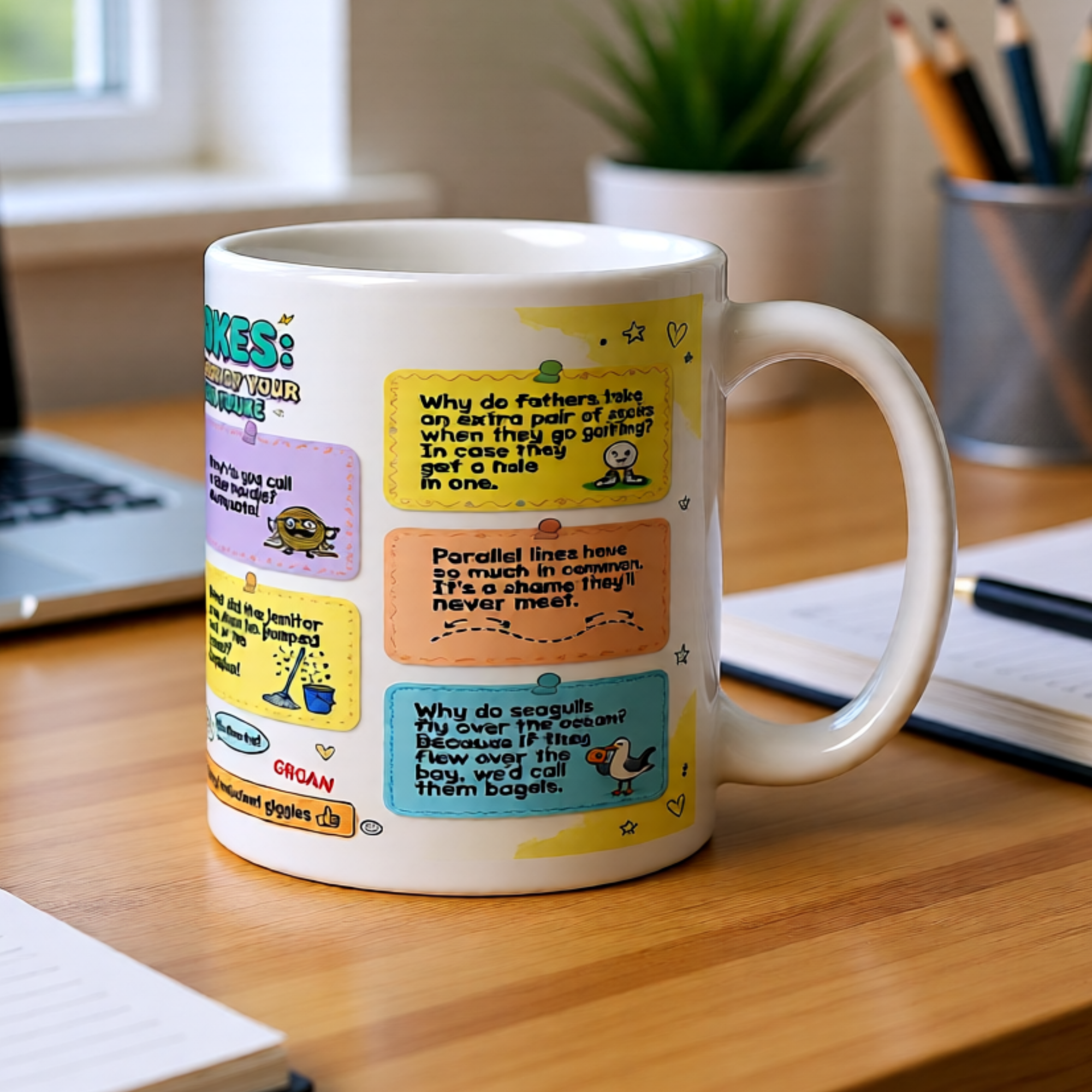 10 Dad Jokes Mug - The Ultimate Funny Dad Mug 11oz White Glossy Ceramic