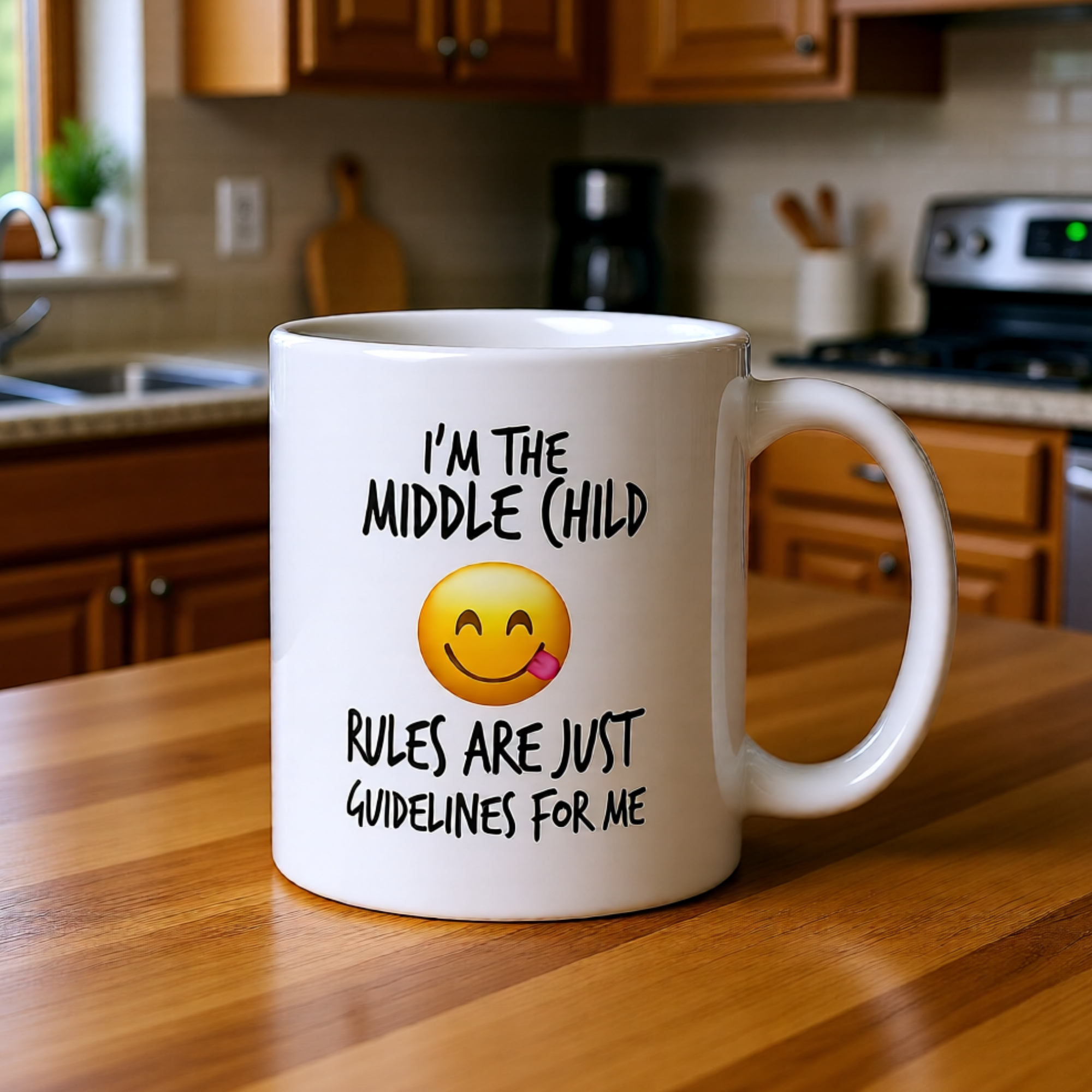 I'm The Middle Child – Rules Are Just Guidelines To Me 11oz White Glossy Mug - Funny Middle Child Gift