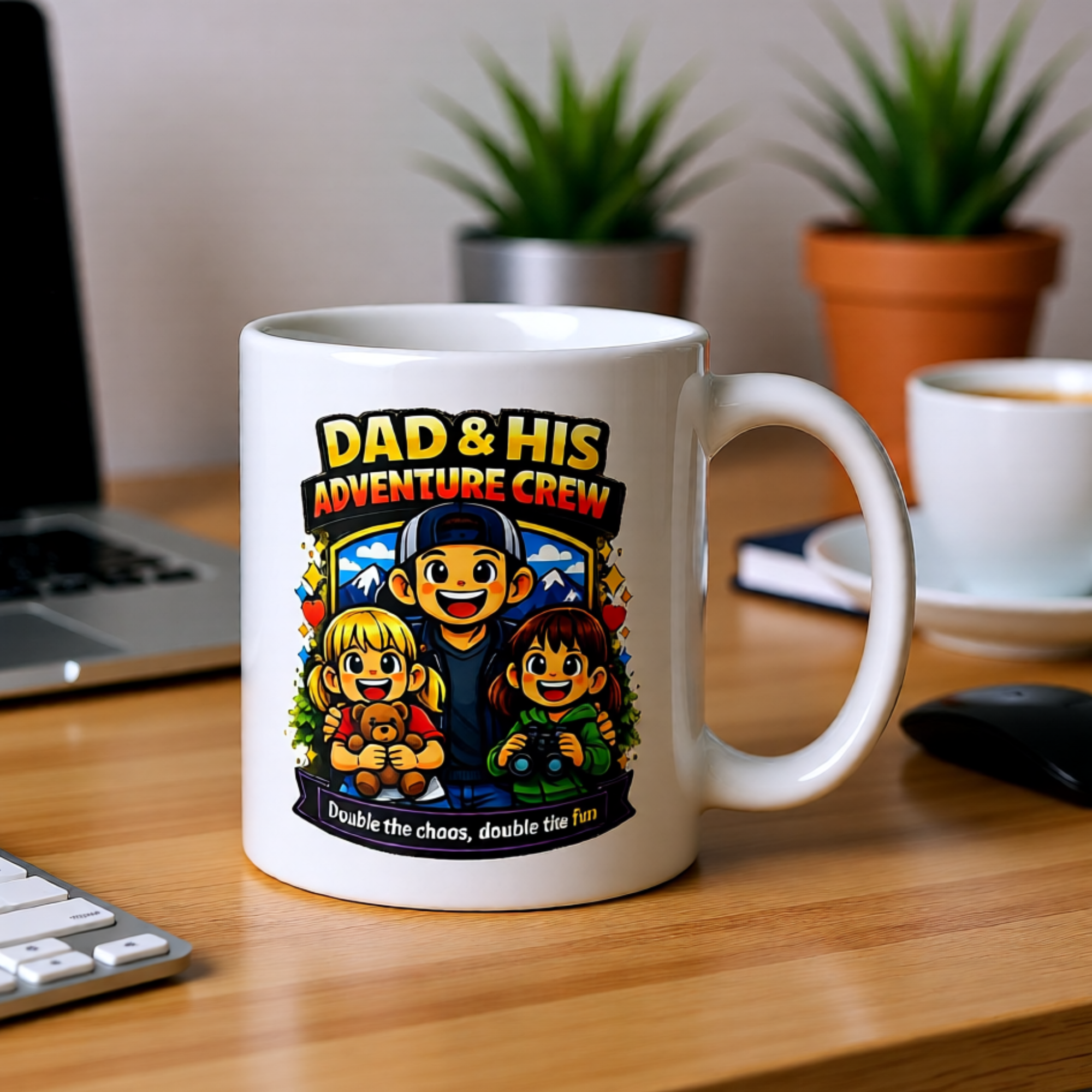 Dad & His Adventure Crew – Father & Two Daughters Mug (11oz)