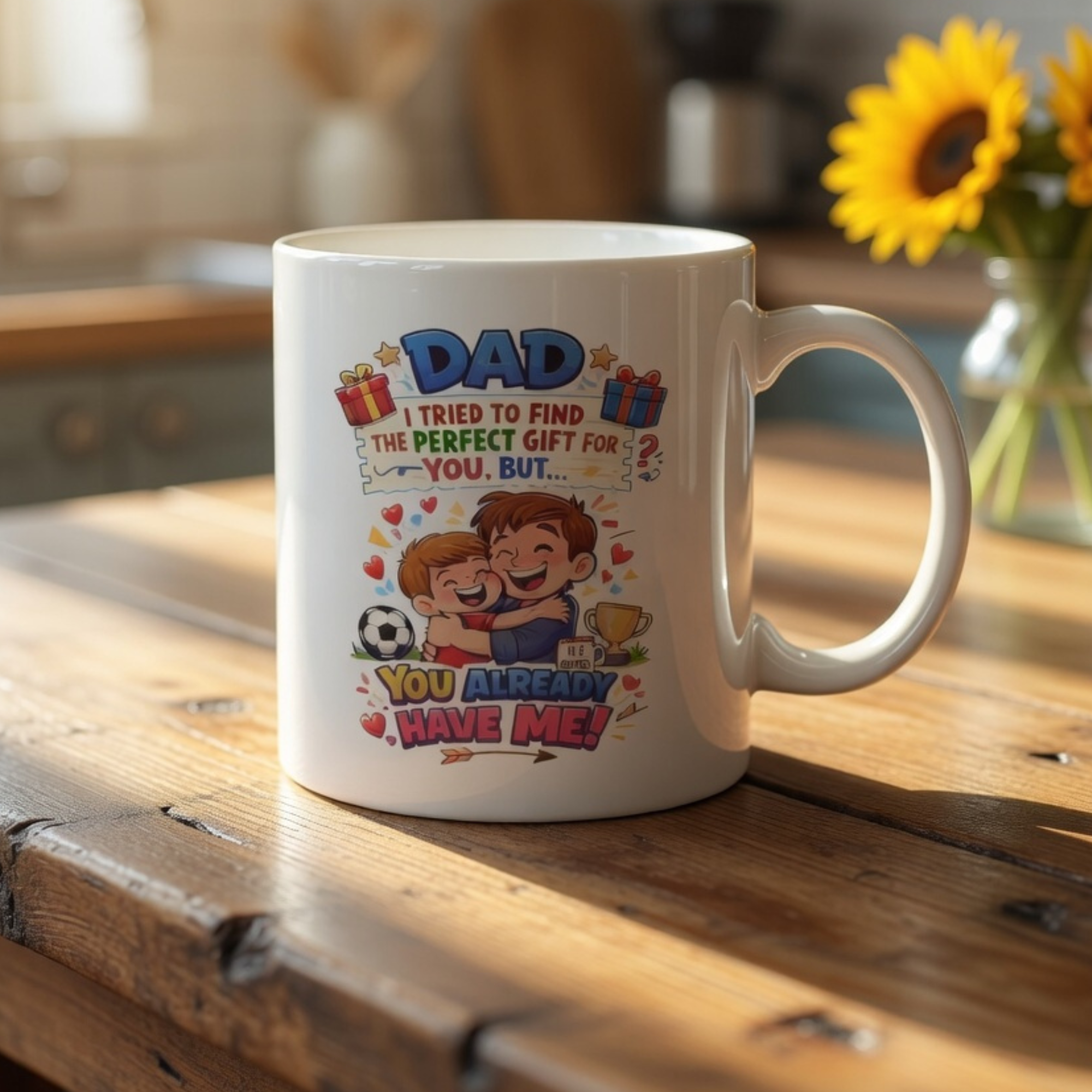 Dad I Tried to Find The Perfect Gift For You, But You Already Have Me 11oz White Glossy Ceramic Mug - Heartfelt Dad Gift
