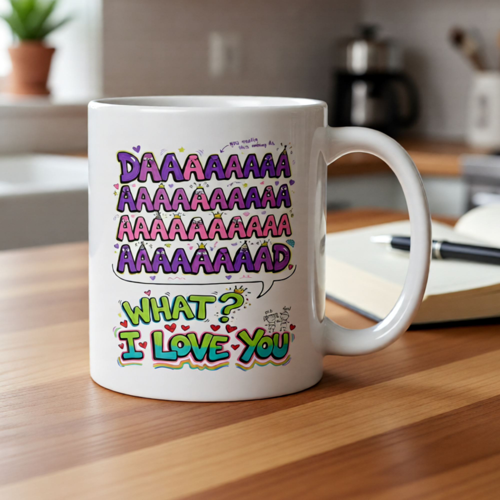 Daaaaaaaaaaaaaaaaaad What I Love You 11oz White Glossy Ceramic Mug - Funny Cute Dad Gift