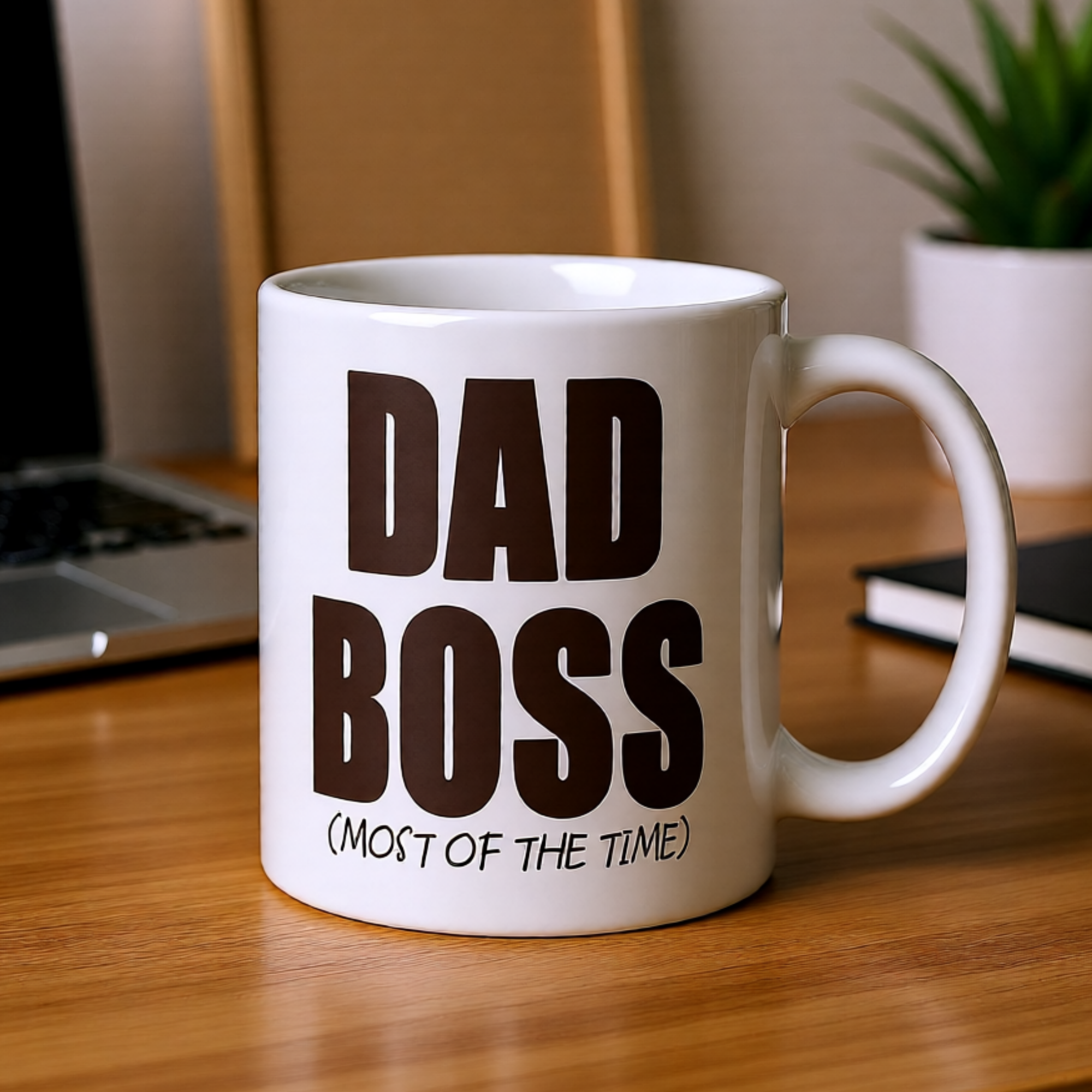 Dad Boss (Most of the Time) 11oz White Glossy Ceramic Mug - Funny Dad Gift
