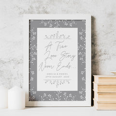 Personalised True Love Story A4 White Framed Print