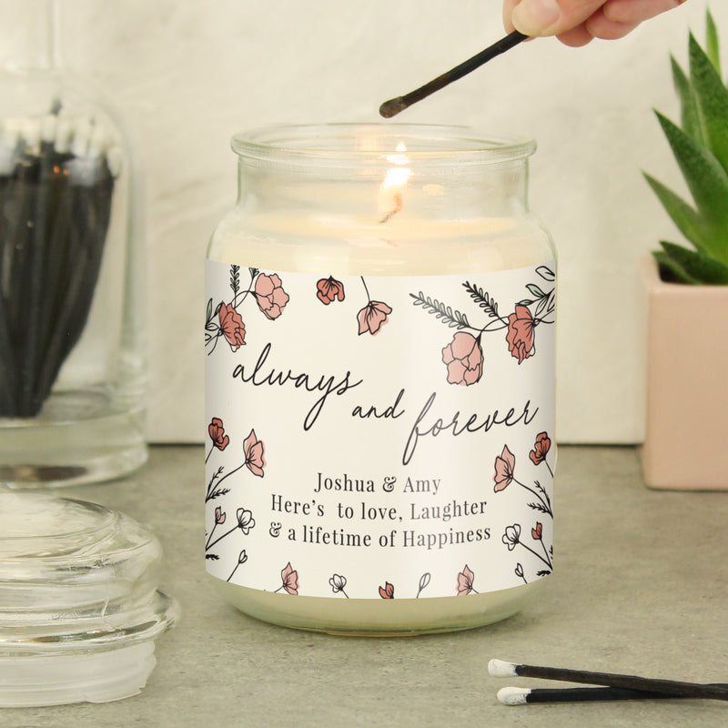 Personalised Always & Forever Large Scented Jar Candle