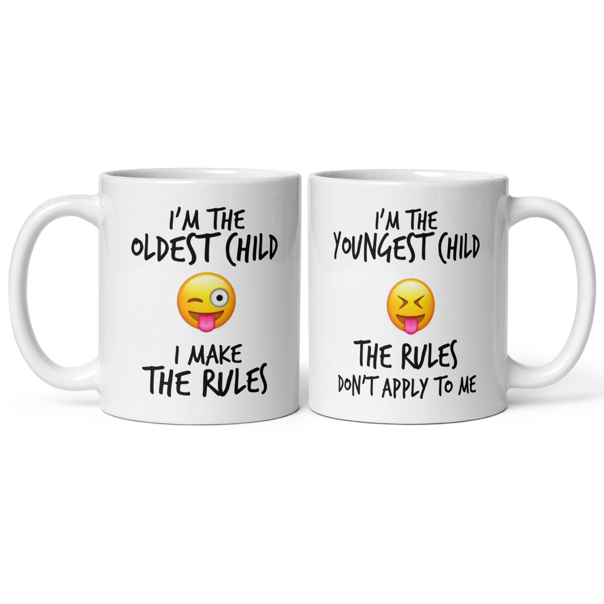 Child Sibling Rules Mug – “I Rule Because…” – 11oz White Glossy Ceramic | Oldest, Middle, Youngest or Sets of 2–5