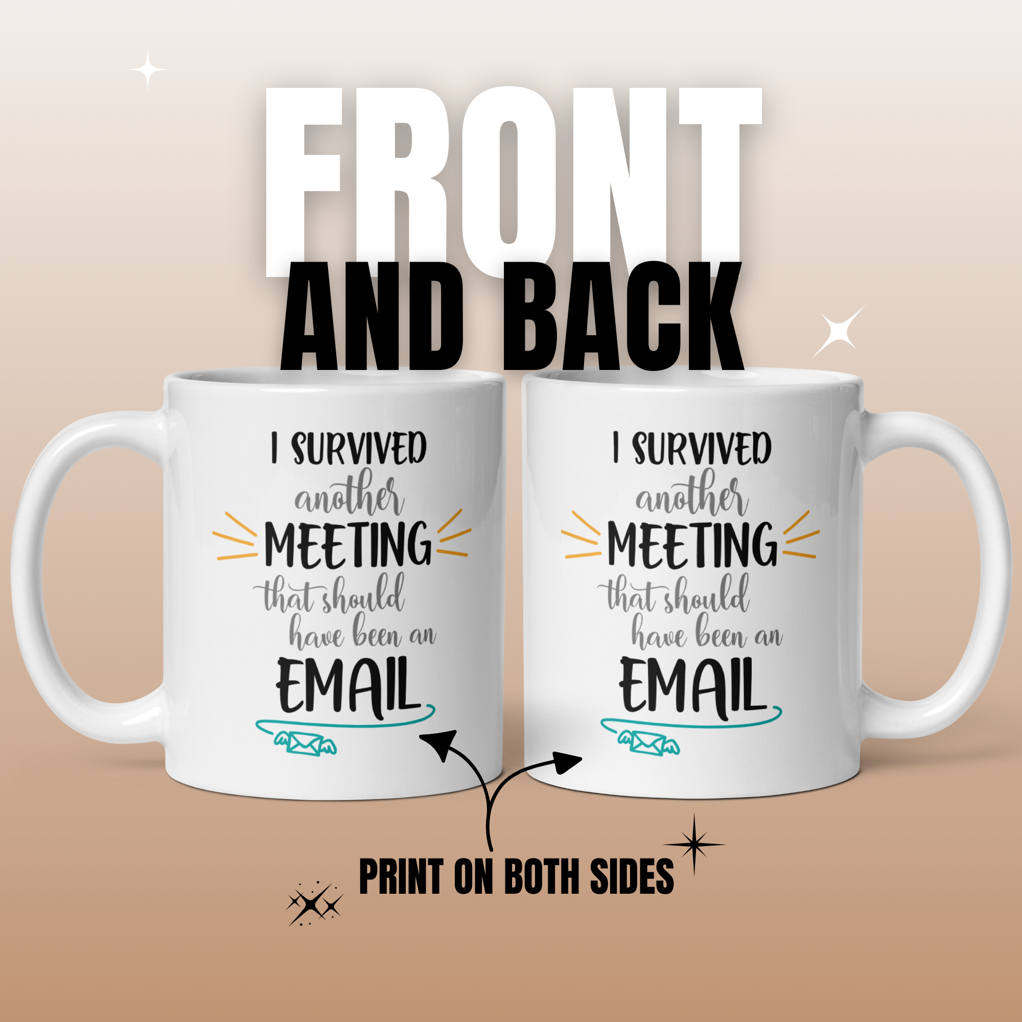 I Survived Another Meeting 11oz White Glossy Ceramic Mug - Funny Office Gift