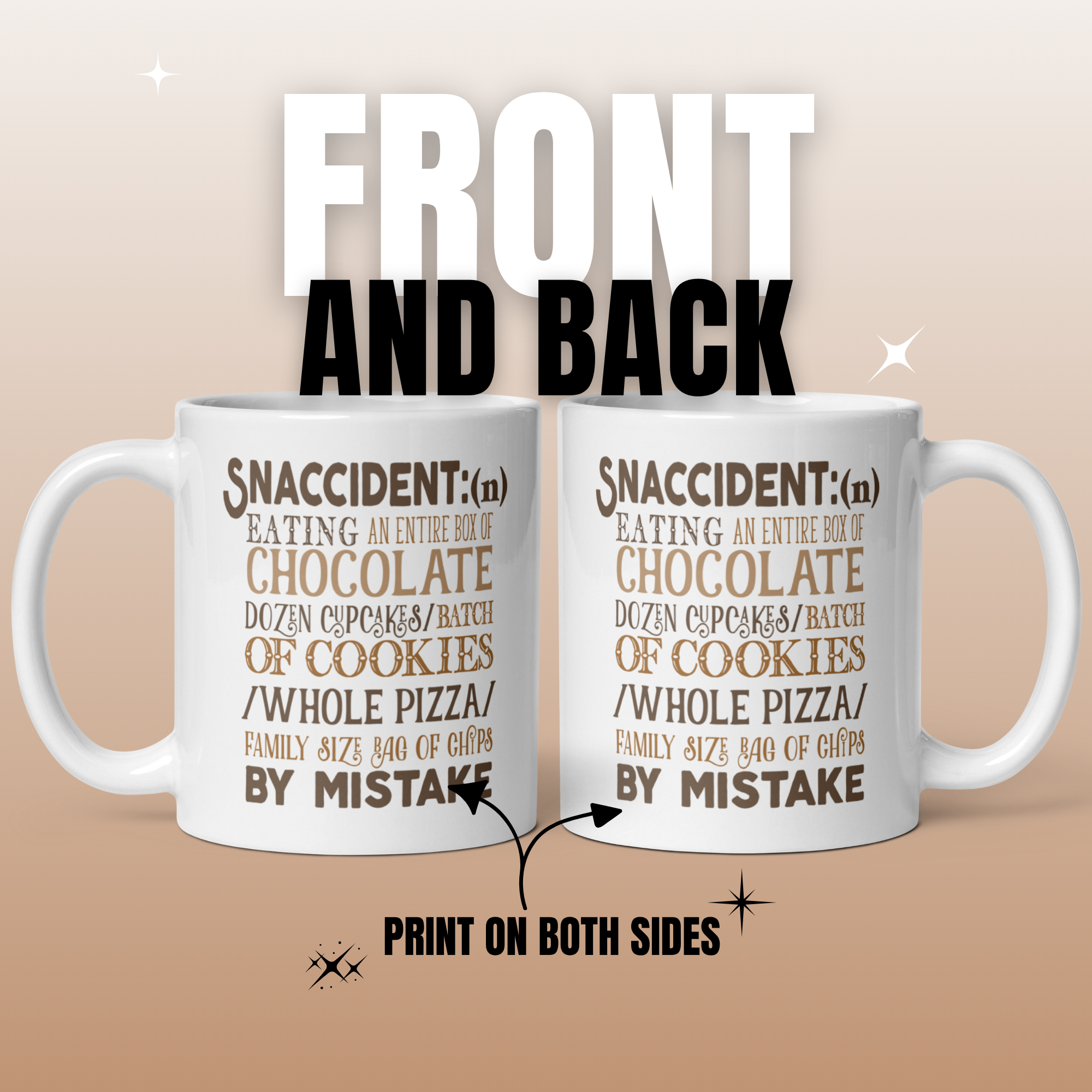 Snaccident 11oz White Glossy Ceramic Mug with Funny Foodie Definition