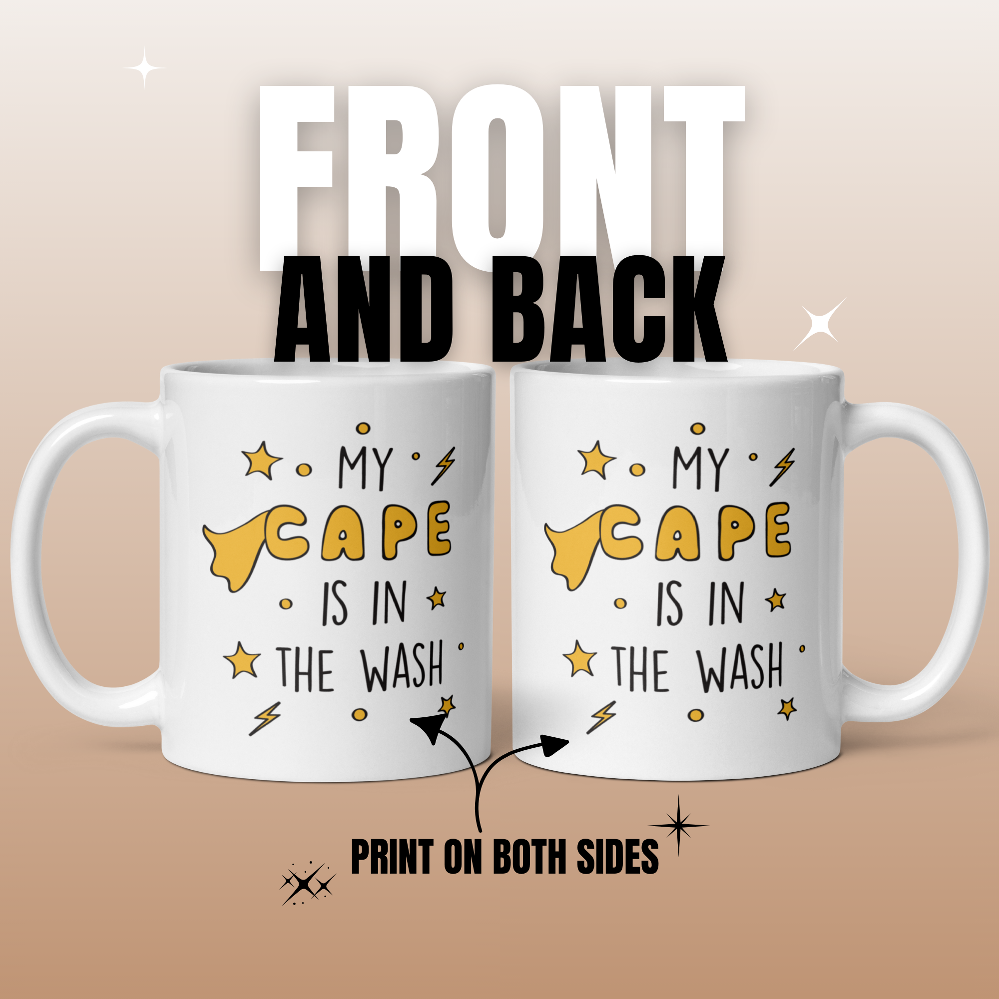 My Cape is in the Wash 11oz White Glossy Ceramic Mug - Funny Superhero Gift