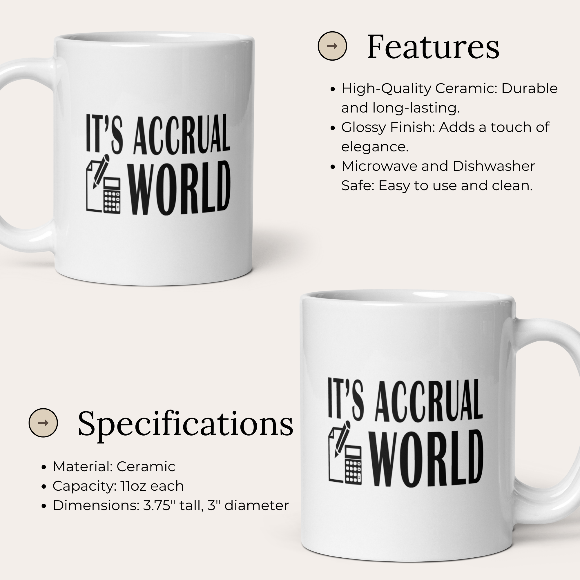 It's Accrual World - 11oz Glossy White Ceramic Mug
