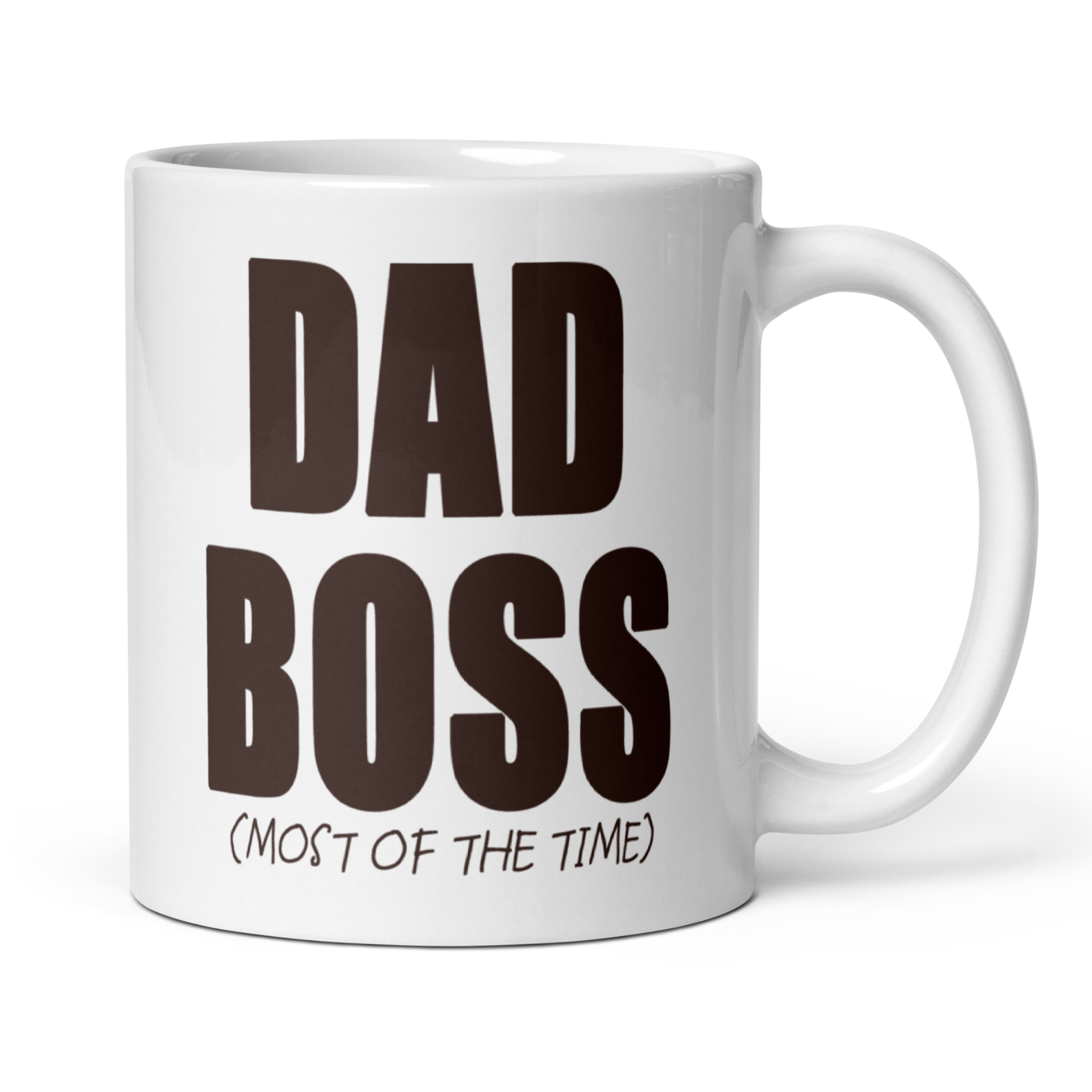 Dad Boss (Most of the Time) 11oz White Glossy Ceramic Mug - Funny Dad Gift