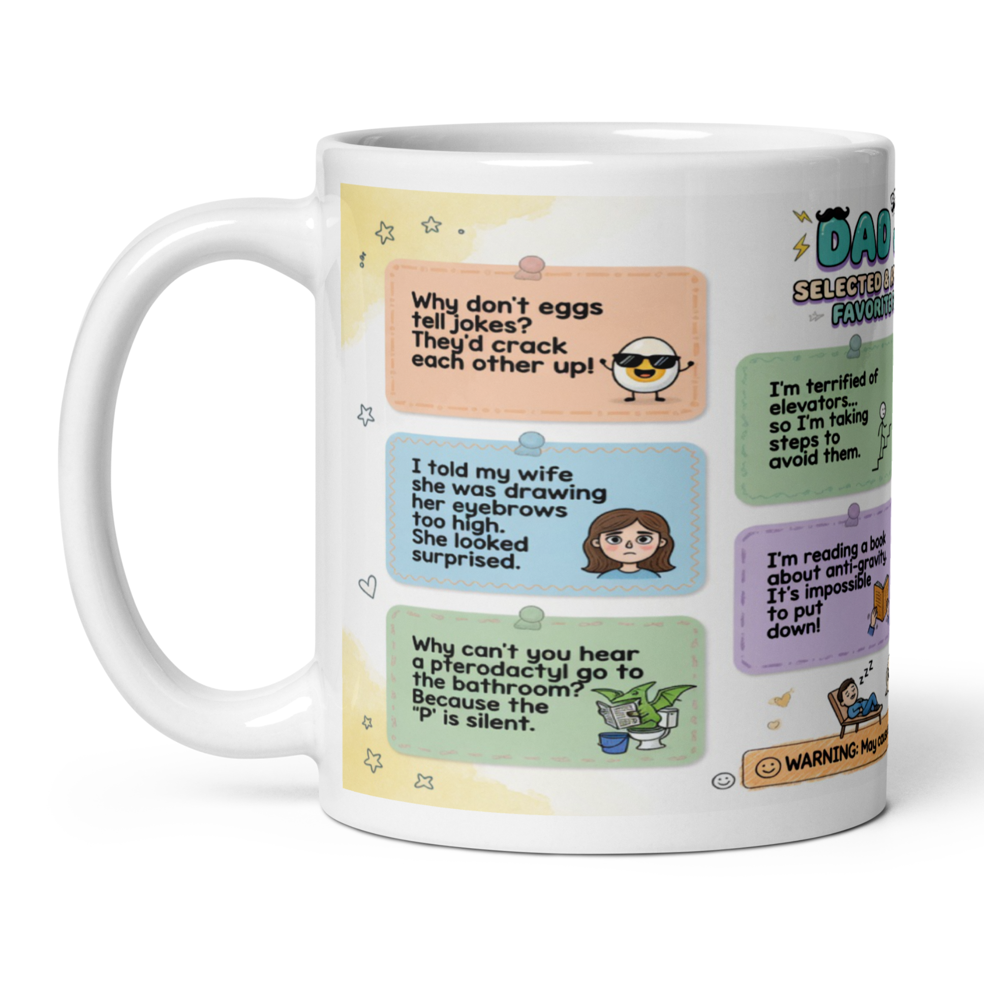 10 Dad Jokes Mug - The Ultimate Funny Dad Mug 11oz White Glossy Ceramic