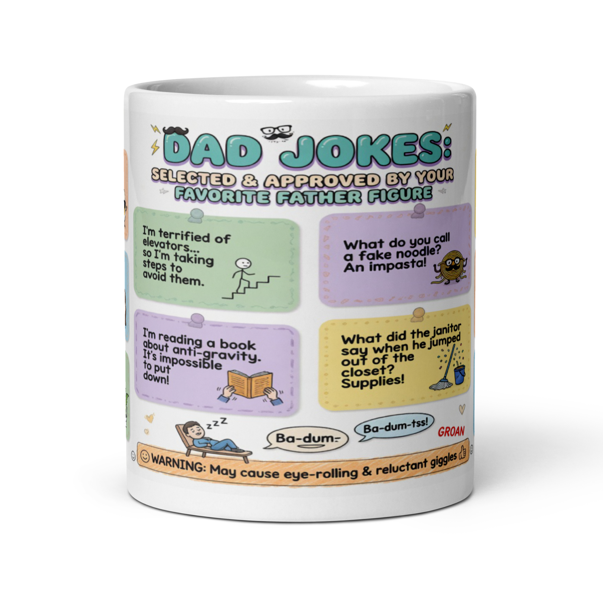 10 Dad Jokes Mug - The Ultimate Funny Dad Mug 11oz White Glossy Ceramic