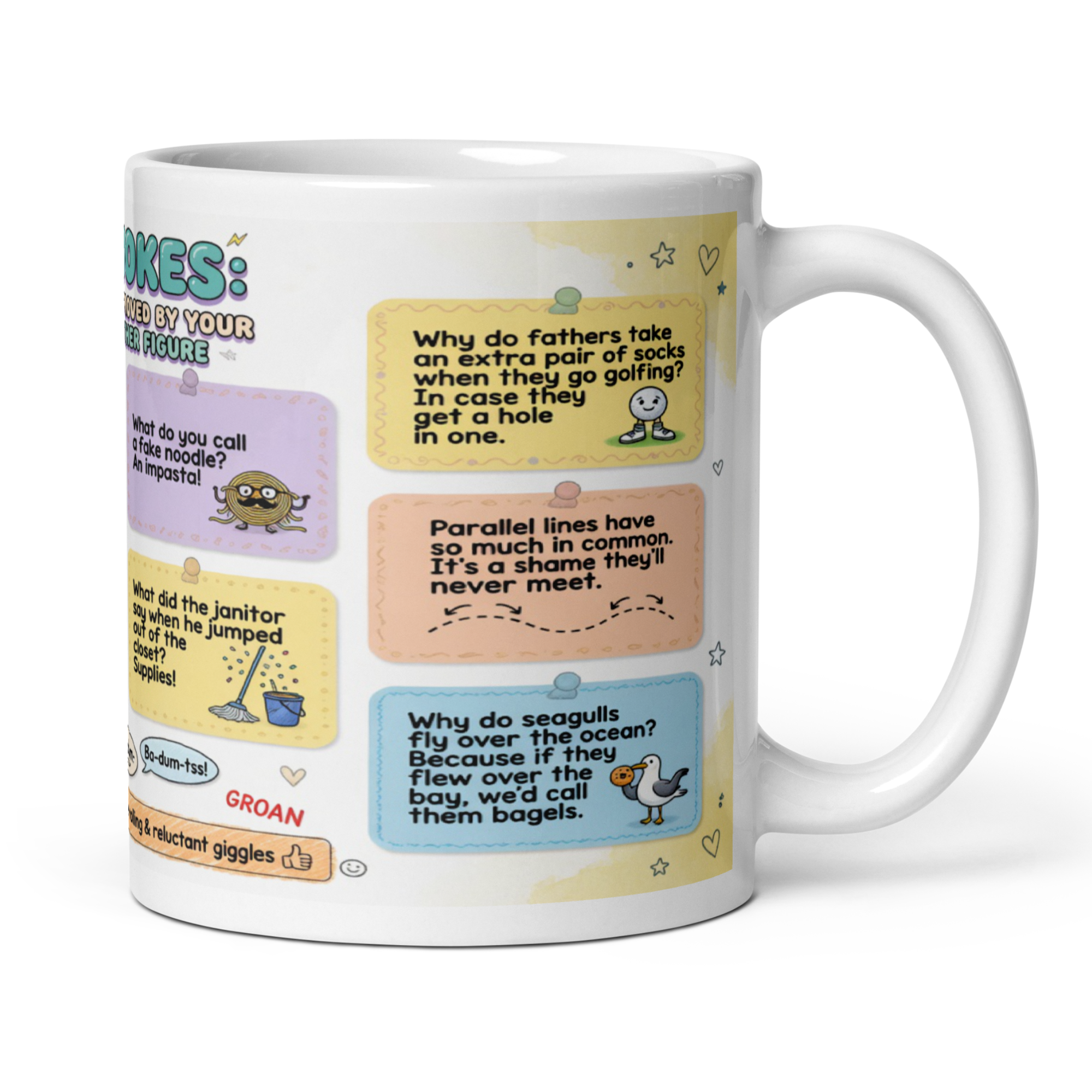 10 Dad Jokes Mug - The Ultimate Funny Dad Mug 11oz White Glossy Ceramic