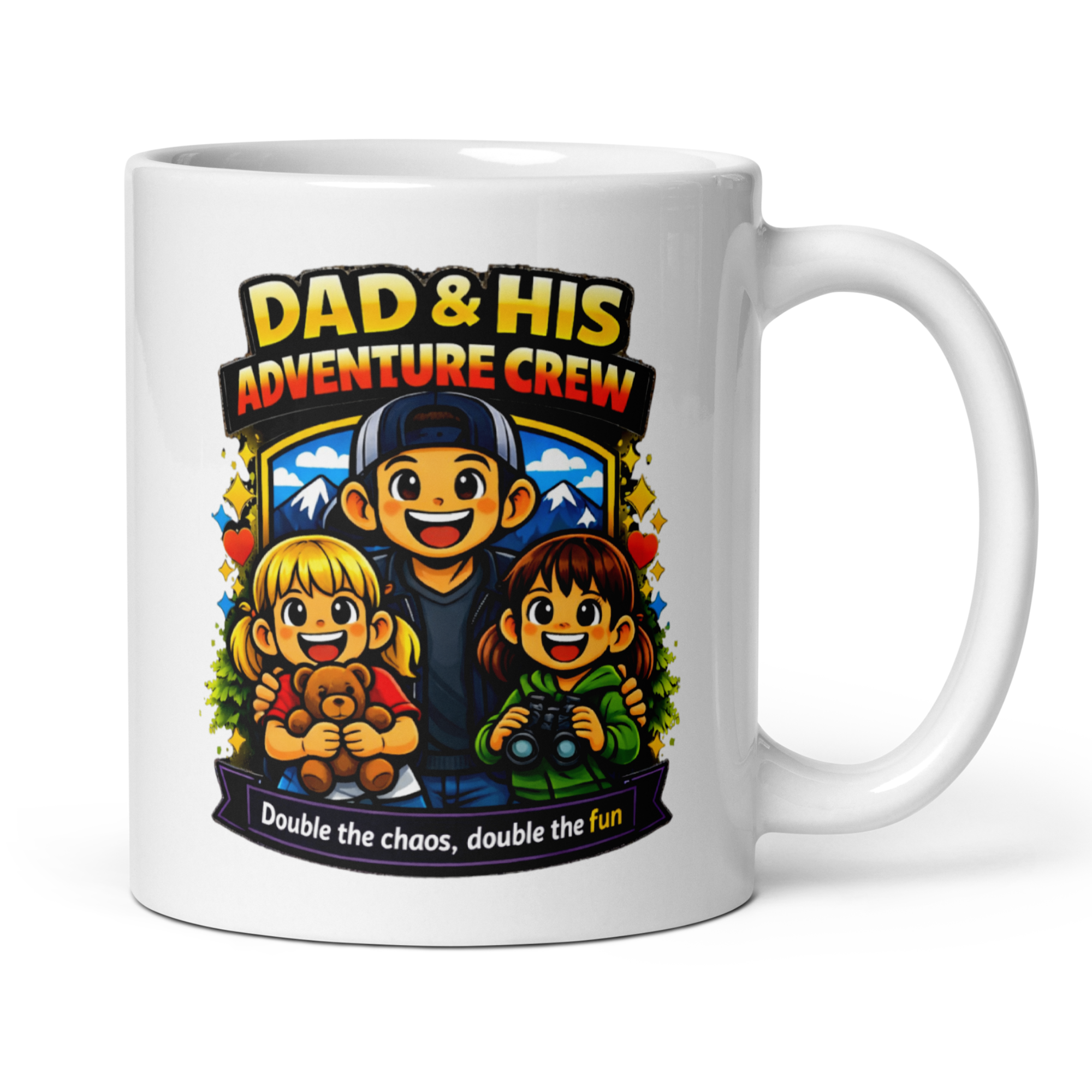 Dad & His Adventure Crew – Father & Two Daughters Mug (11oz)