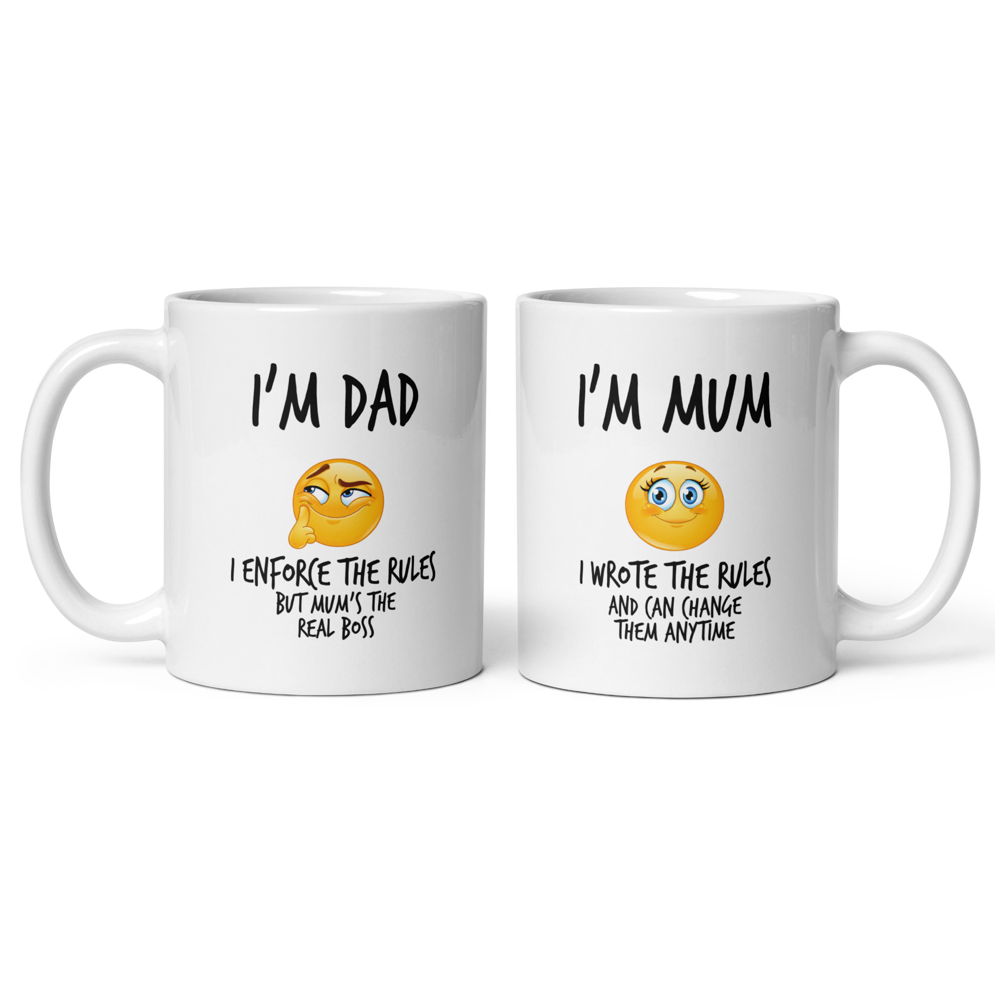 Ultimate Parent Power Mug Set - 2 Premium White Glossy 11oz Ceramic Mugs for Mum & Dad - Hilarious Family Rules Edition Gift!