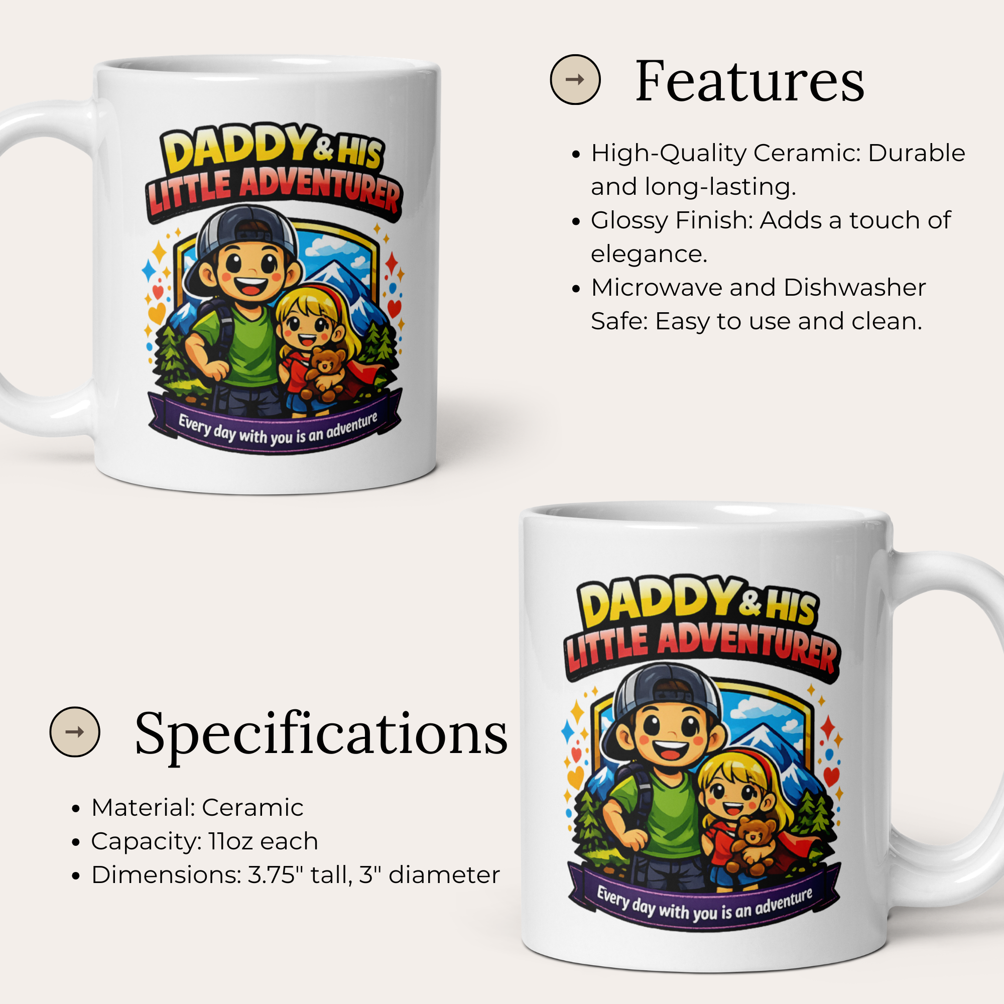 Dad & His Little Adventure Girl – Father & Daughter Mug (11oz)