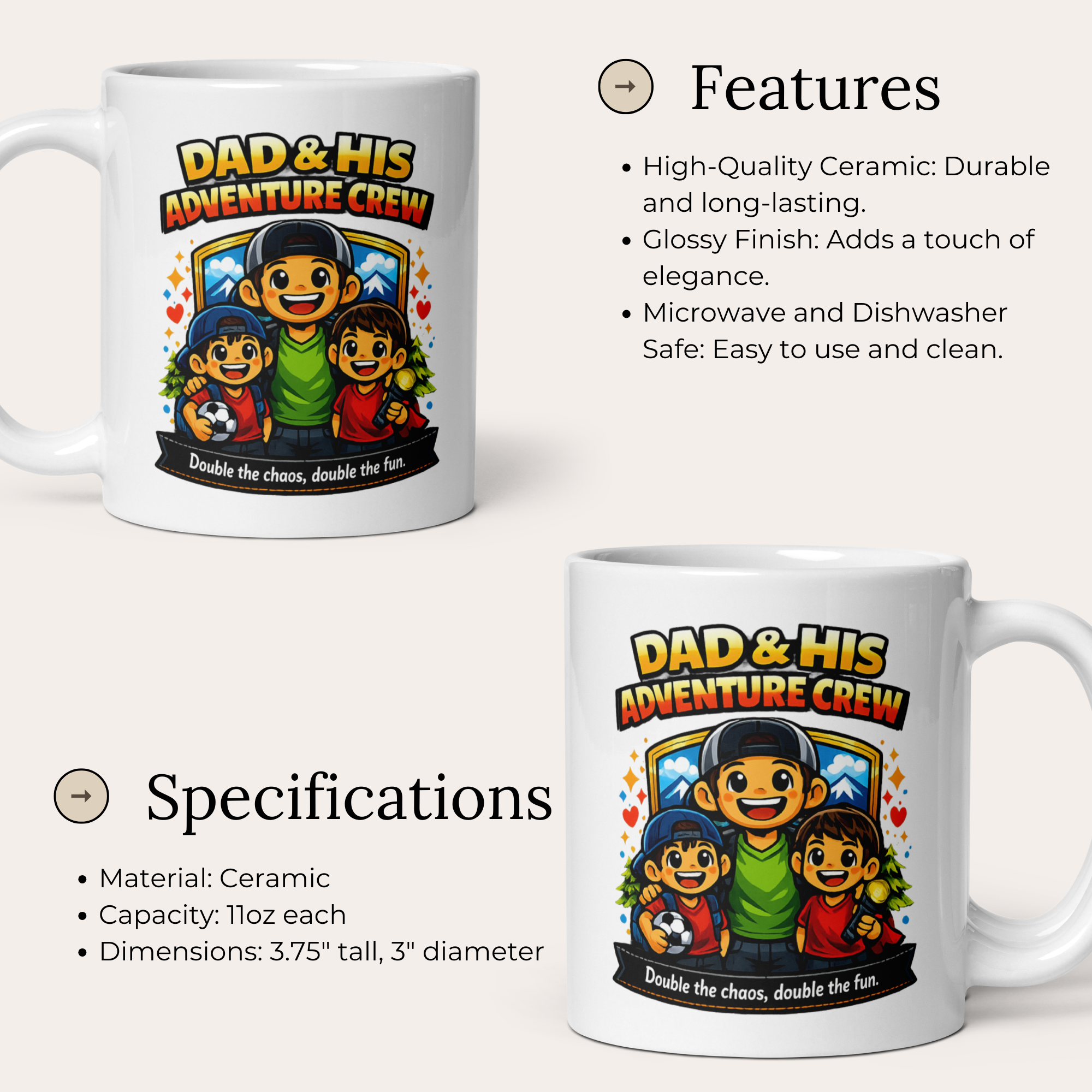 Dad & His Adventure Crew – Father & Two Sons Mug (11oz)