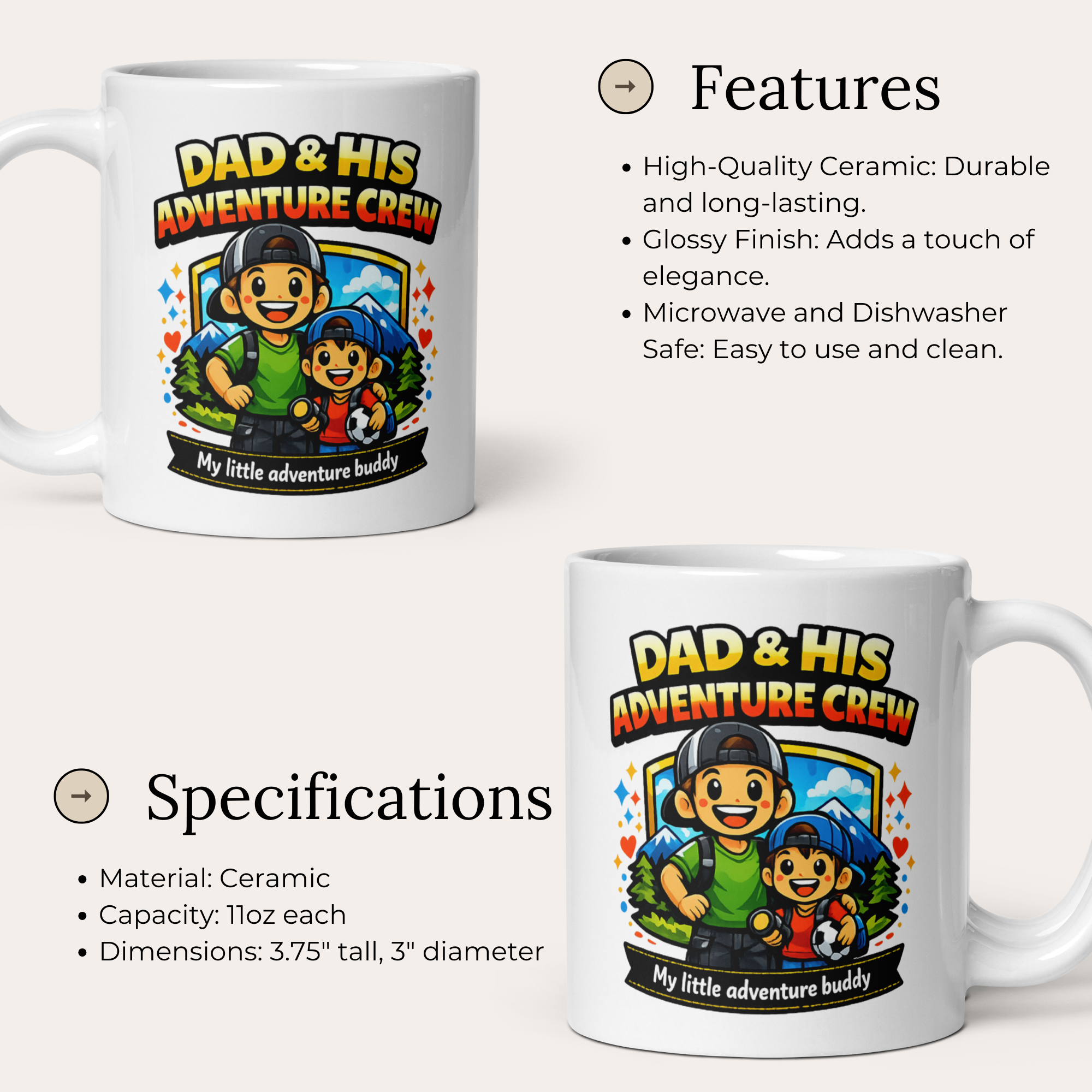 Dad & His Little Adventure Buddy – Father & Son Mug (11oz)