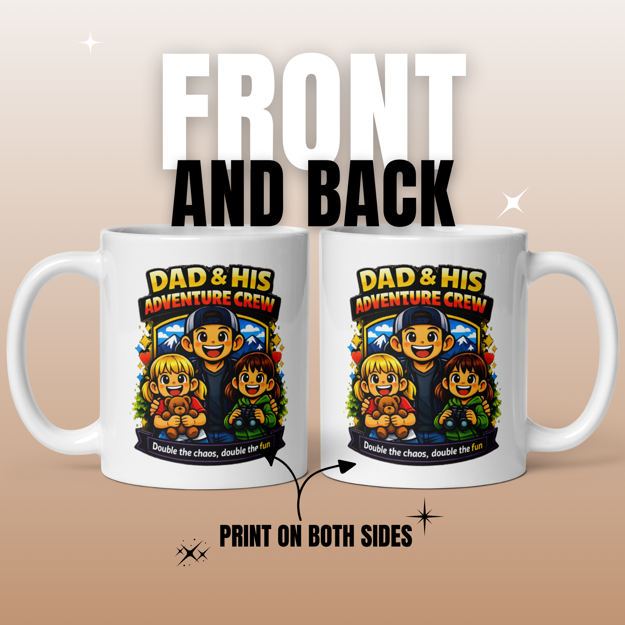 Dad & His Adventure Crew – Father & Two Daughters Mug (11oz)
