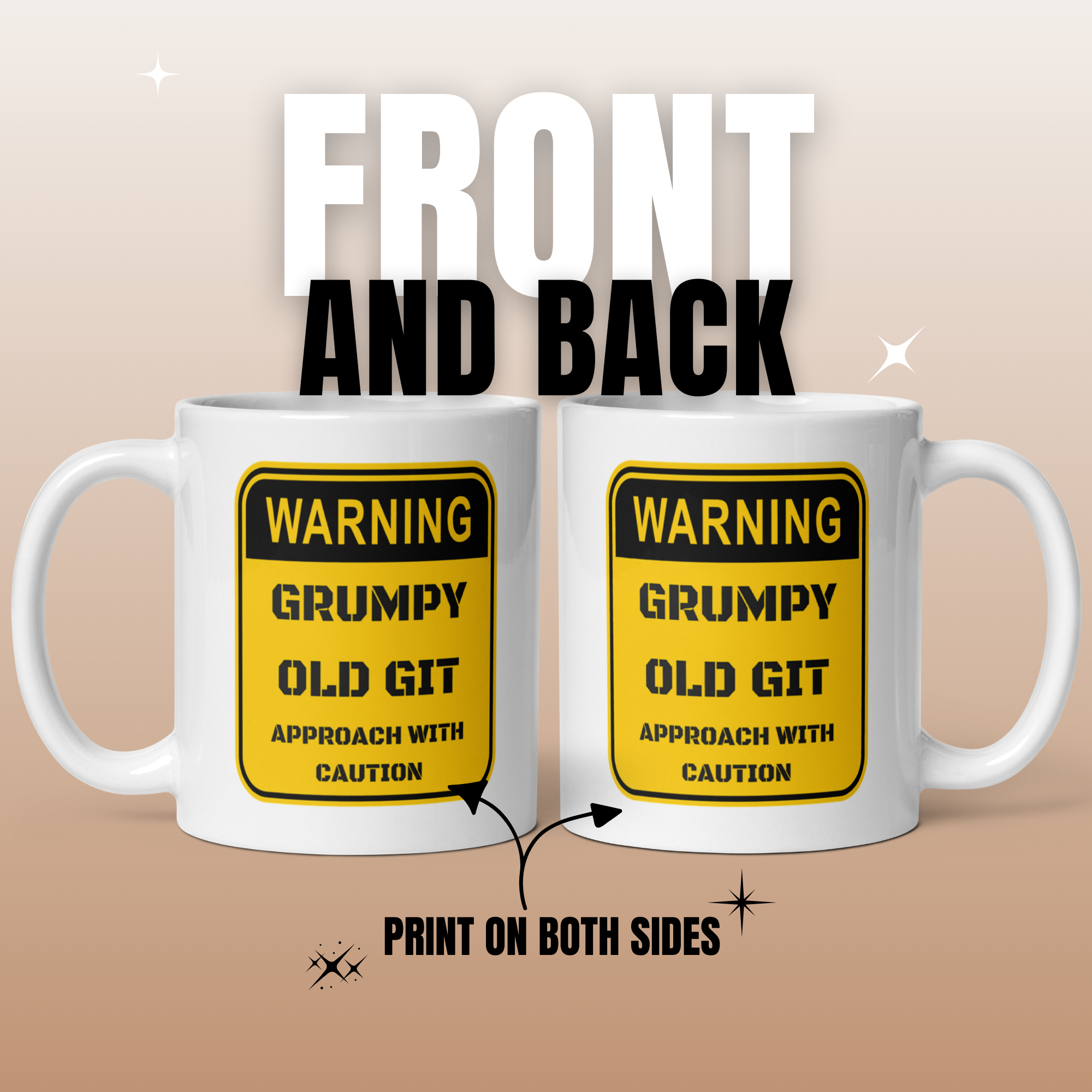 WARNING Grumpy Old Git Approach With Caution 11oz White Glossy Ceramic Mug - Funny Grumpy Gift for Men