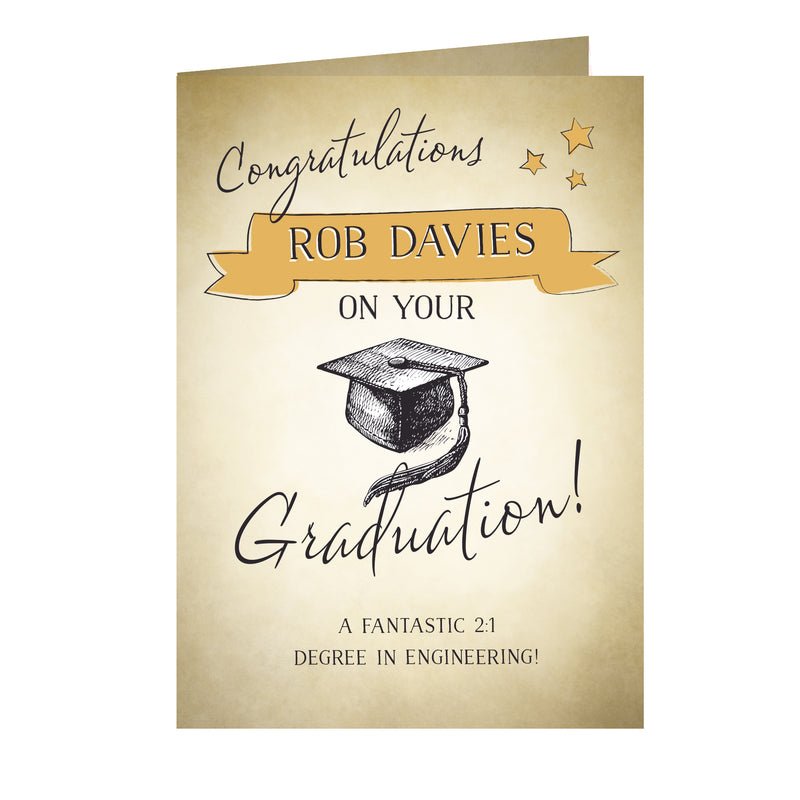 Personalised Gold Star Graduation Card