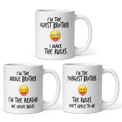 Brother Sibling Rules Mugs - Set of 3