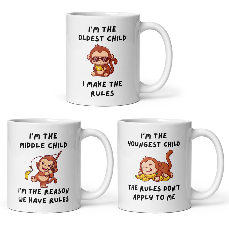 Cheeky Monkey Sibling Mugs - Set of 3