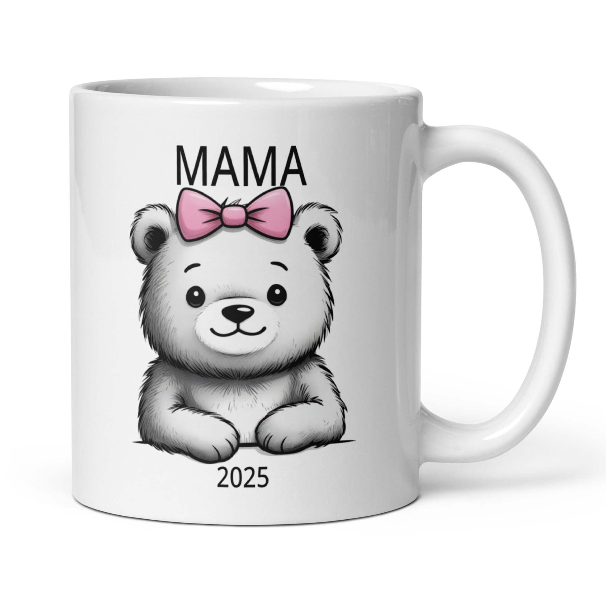 Personalised Mummy Bear Mug - "Mummy [Custom Title] Since [Year/Date]" 11oz White Glossy Ceramic Mug with Cute Bear - Custom Mum Gift
