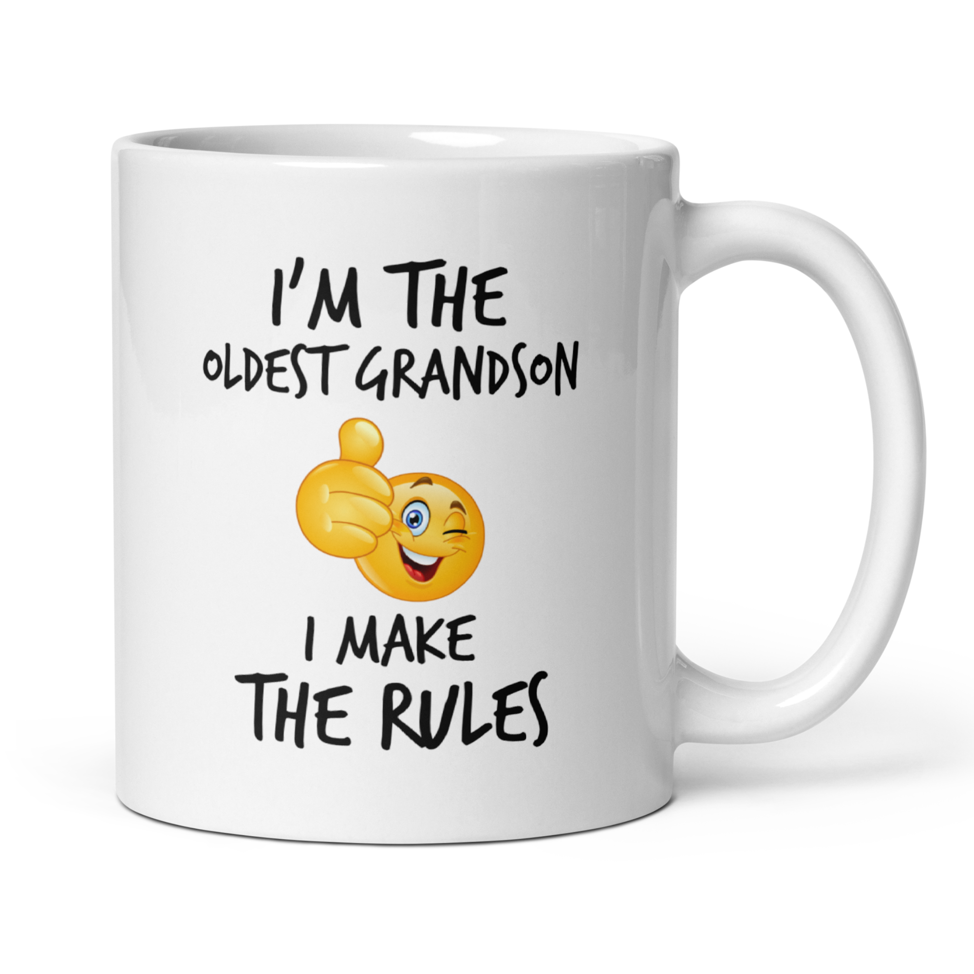 Oldest Grandson Mug & Youngest Grandson Mug Set – White Glossy Ceramic Coffee Mugs, 11oz Gift for Proud Grandparents