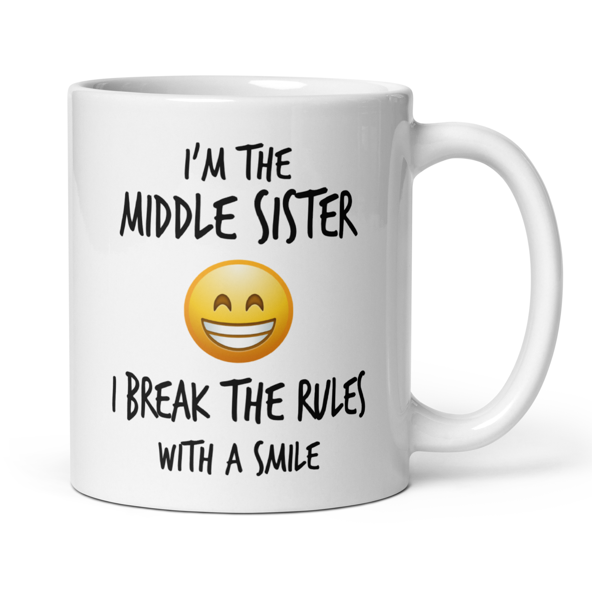 Sister Rules 11oz White Glossy Ceramic Mugs - Single and Sets of 2/3/4