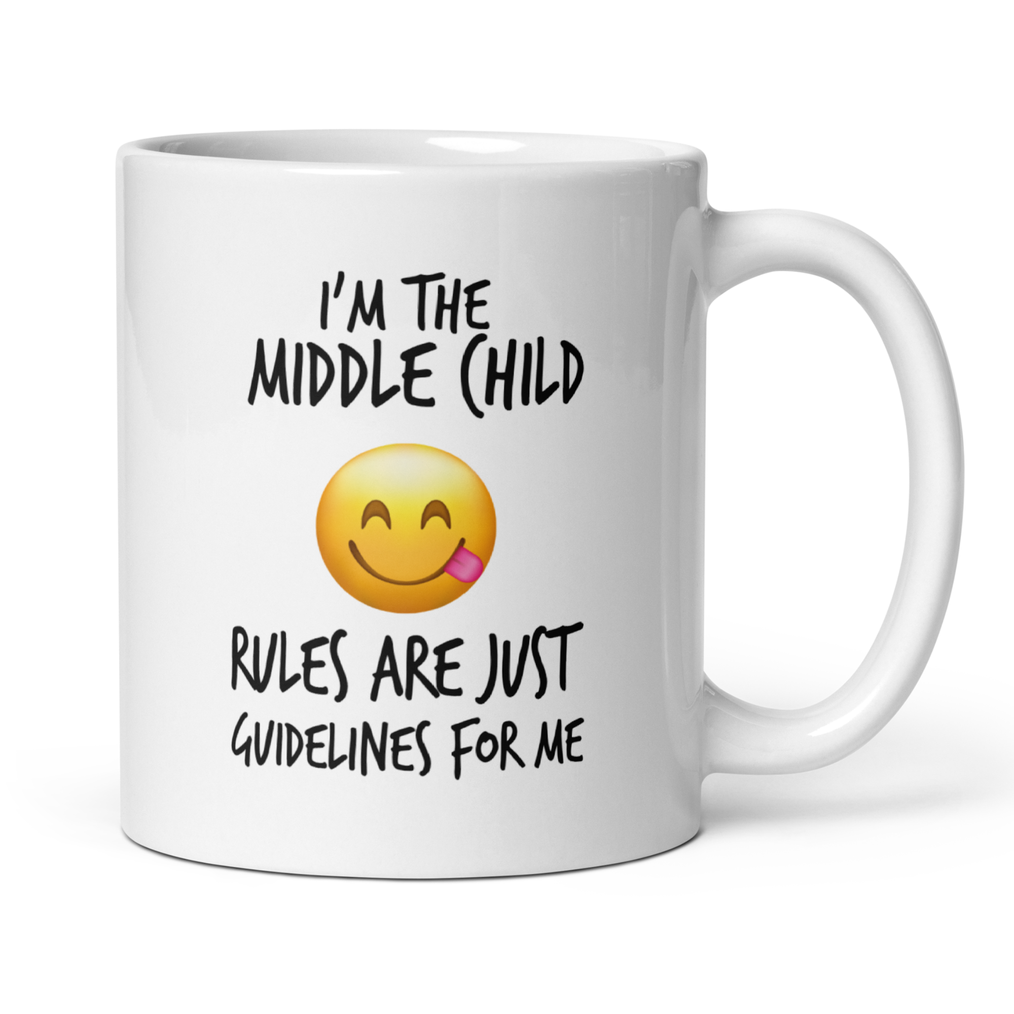 Child Sibling Rules Mug – “I Rule Because…” – 11oz White Glossy Ceramic | Oldest, Middle, Youngest or Sets of 2–5