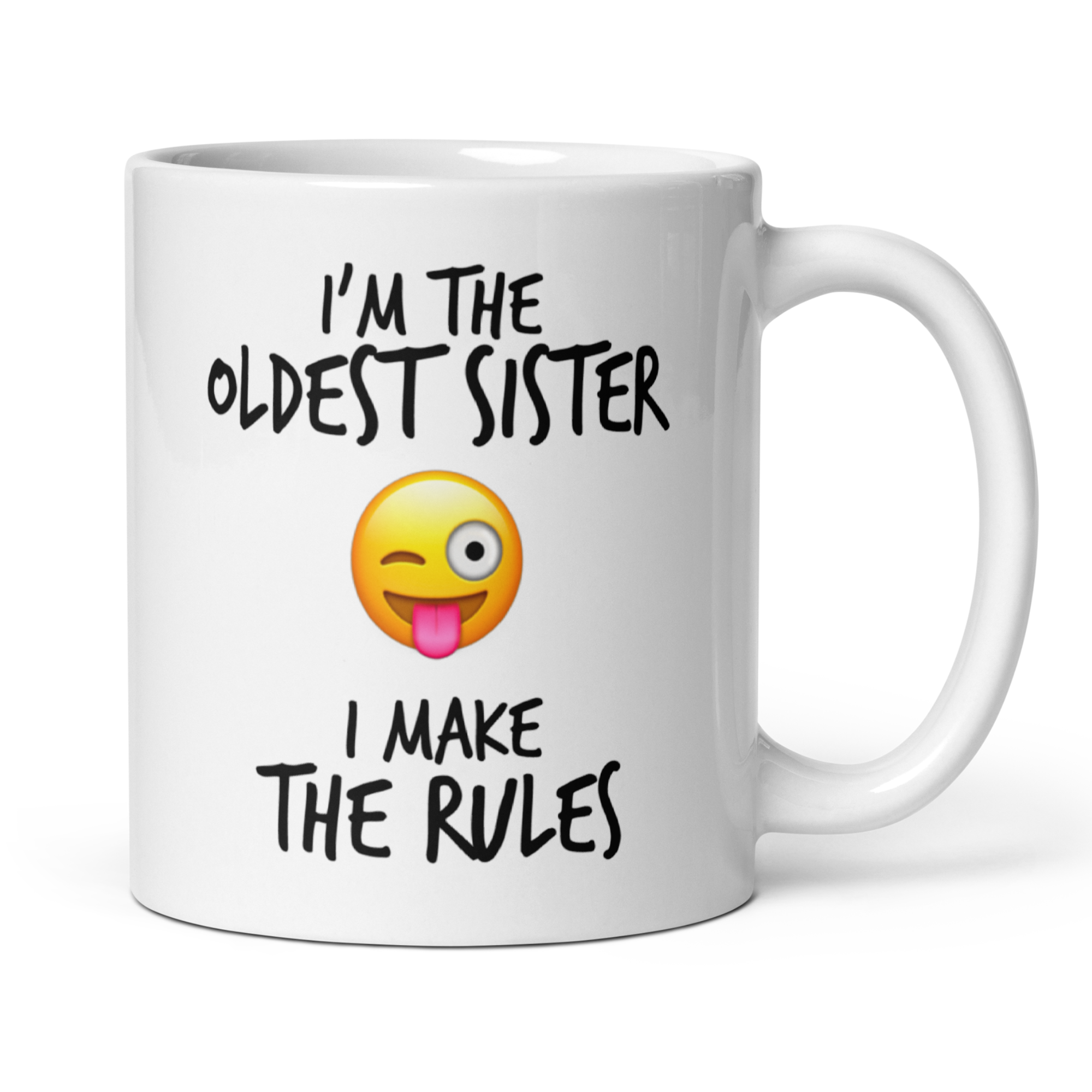 Sister Rules 11oz White Glossy Ceramic Mugs - Single and Sets of 2/3/4
