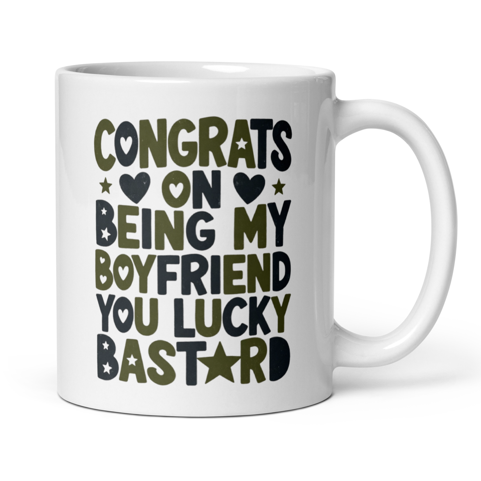 Congrats On Being My Boyfriend You Lucky Bastard Gift - Funny Valentine's Day Gift for Boyfriend 11oz Ceramic Coffee Mug