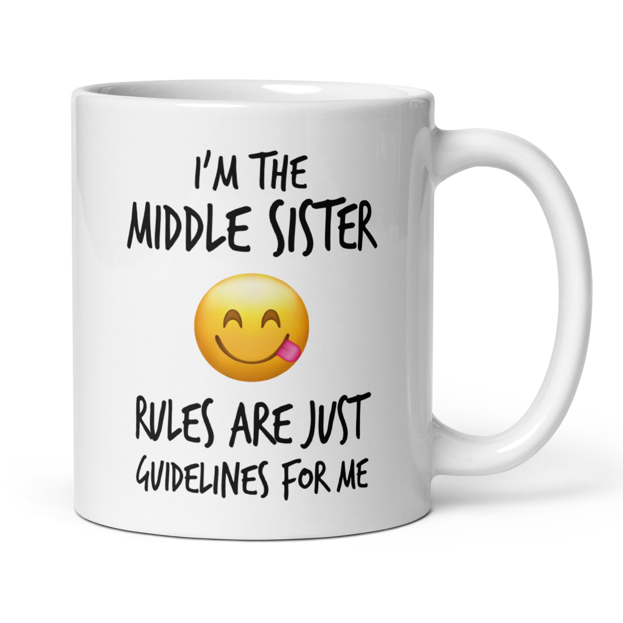 Sister Rules 11oz White Glossy Ceramic Mugs - Single and Sets of 2/3/4