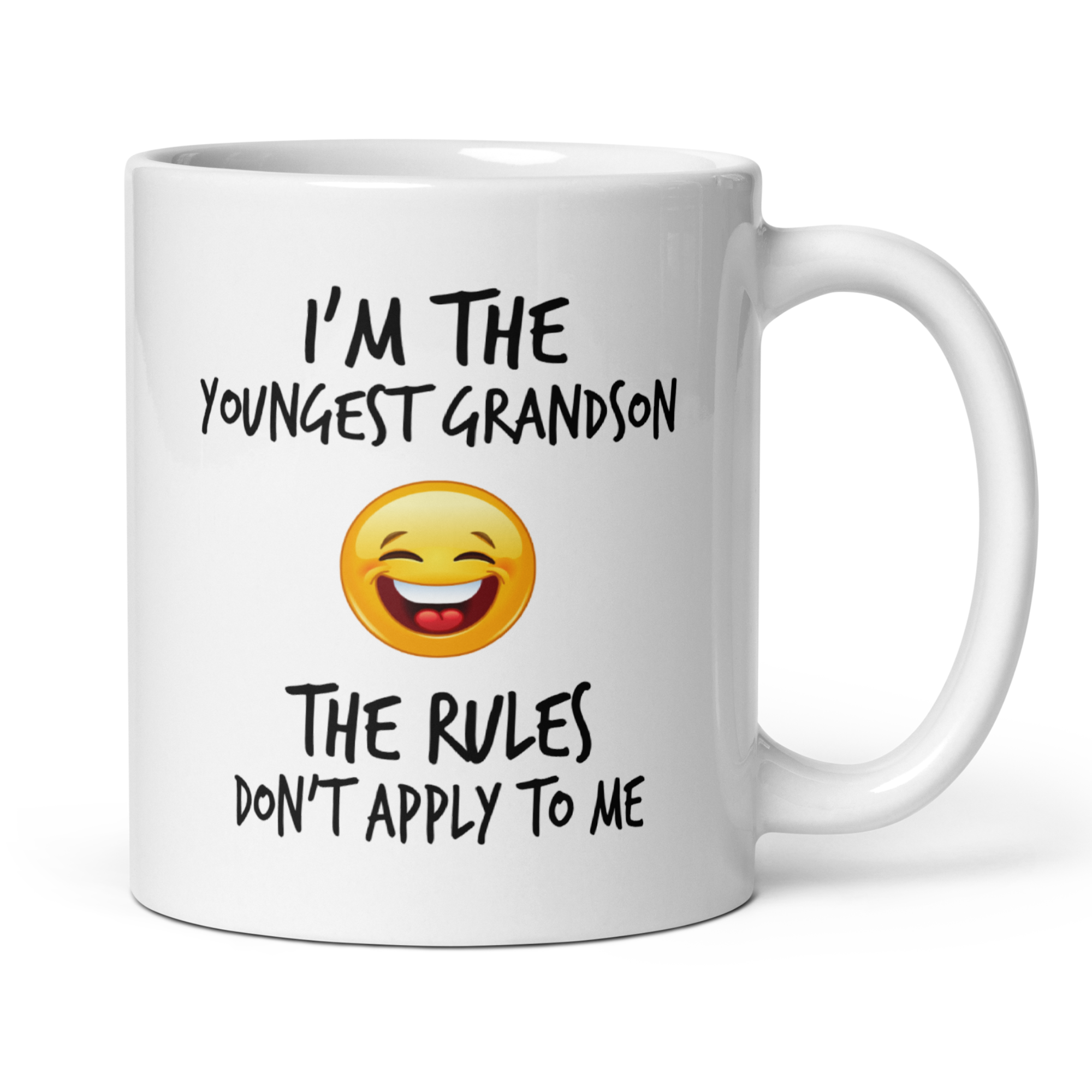 Oldest Grandson Mug & Youngest Grandson Mug Set – White Glossy Ceramic Coffee Mugs, 11oz Gift for Proud Grandparents