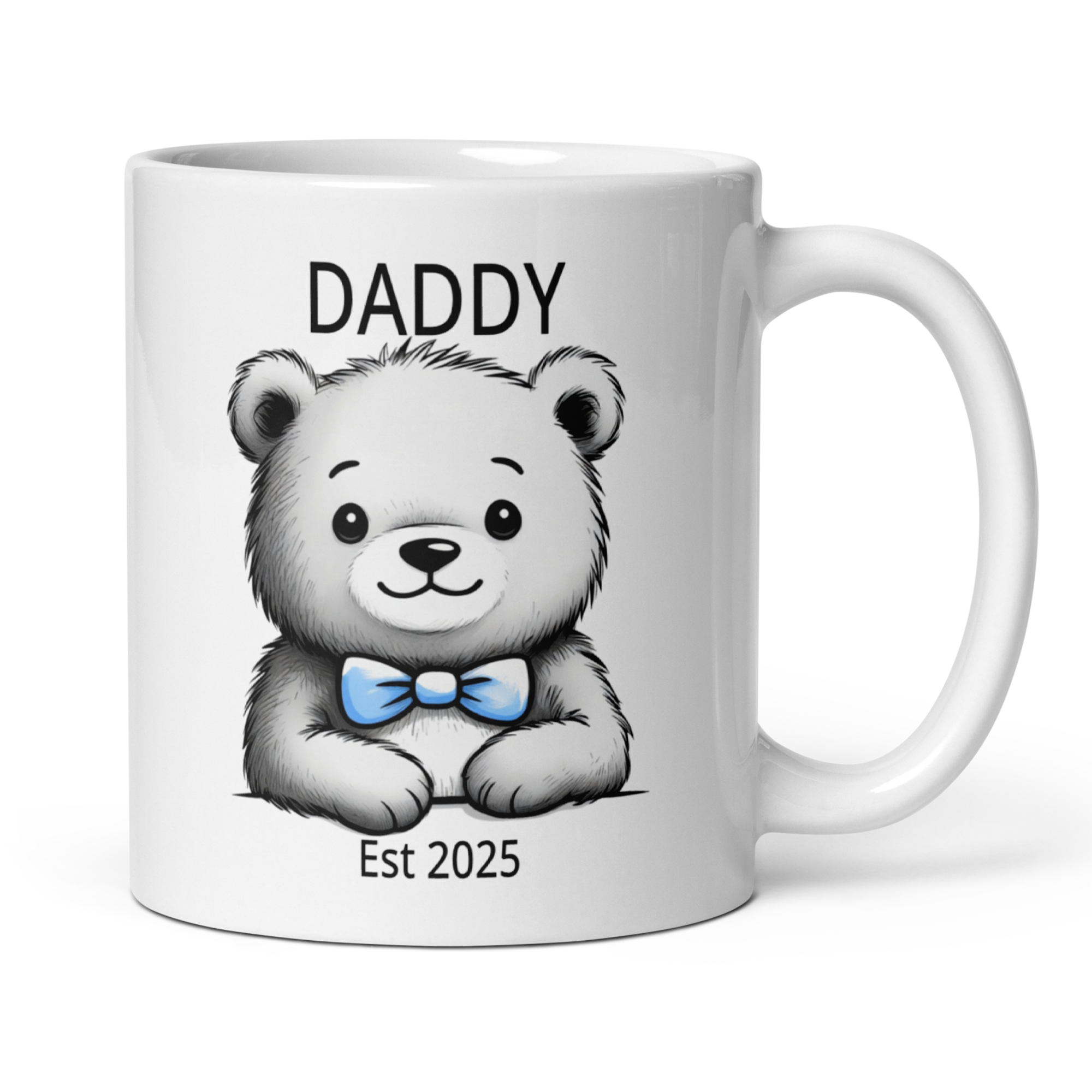 Personalised Daddy Bear Mug - "Daddy [Custom Title] Since [Year/Date]" 11oz White Glossy Ceramic Mug with Cute Bear - Custom Dad Gift