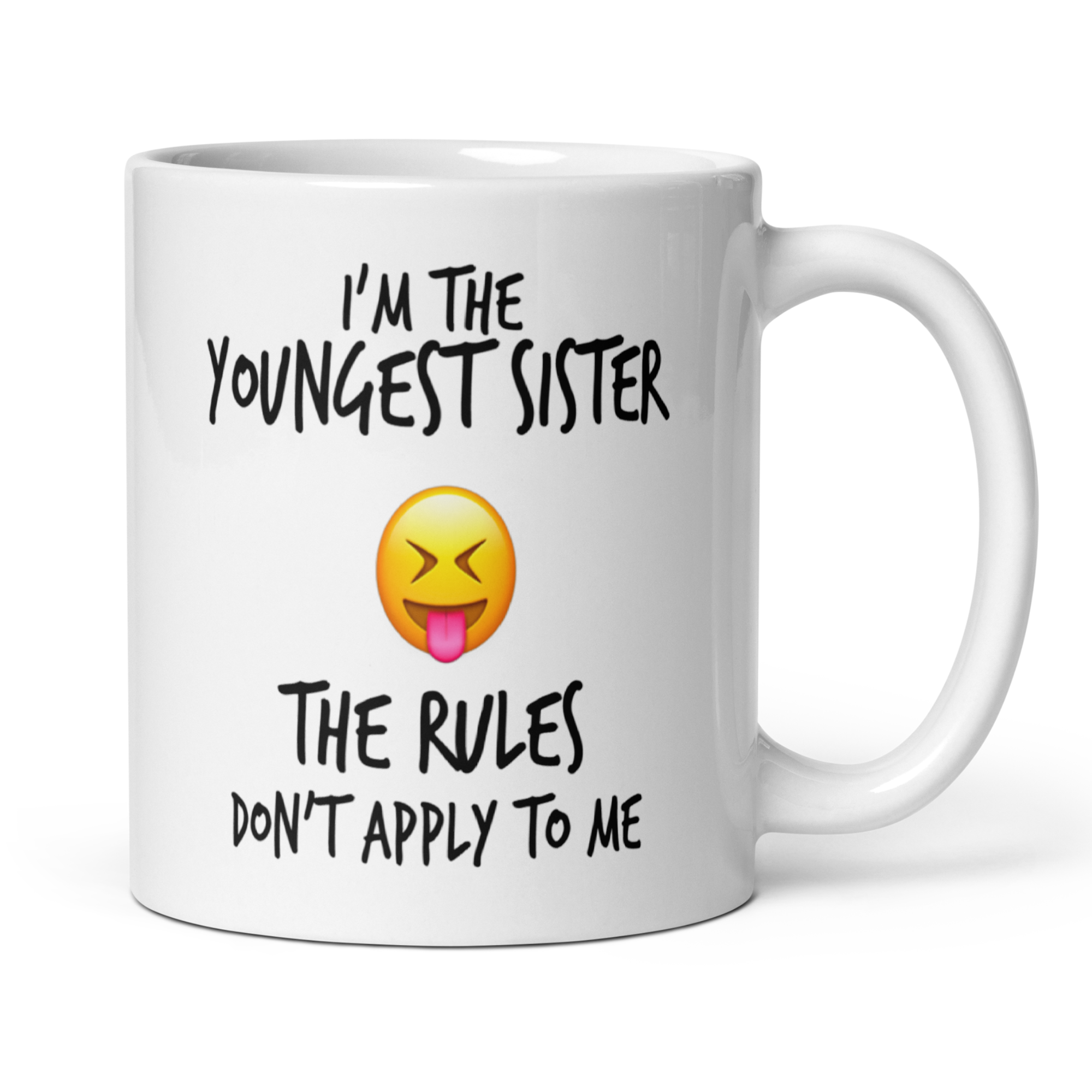 Sister Rules 11oz White Glossy Ceramic Mugs - Single and Sets of 2/3/4
