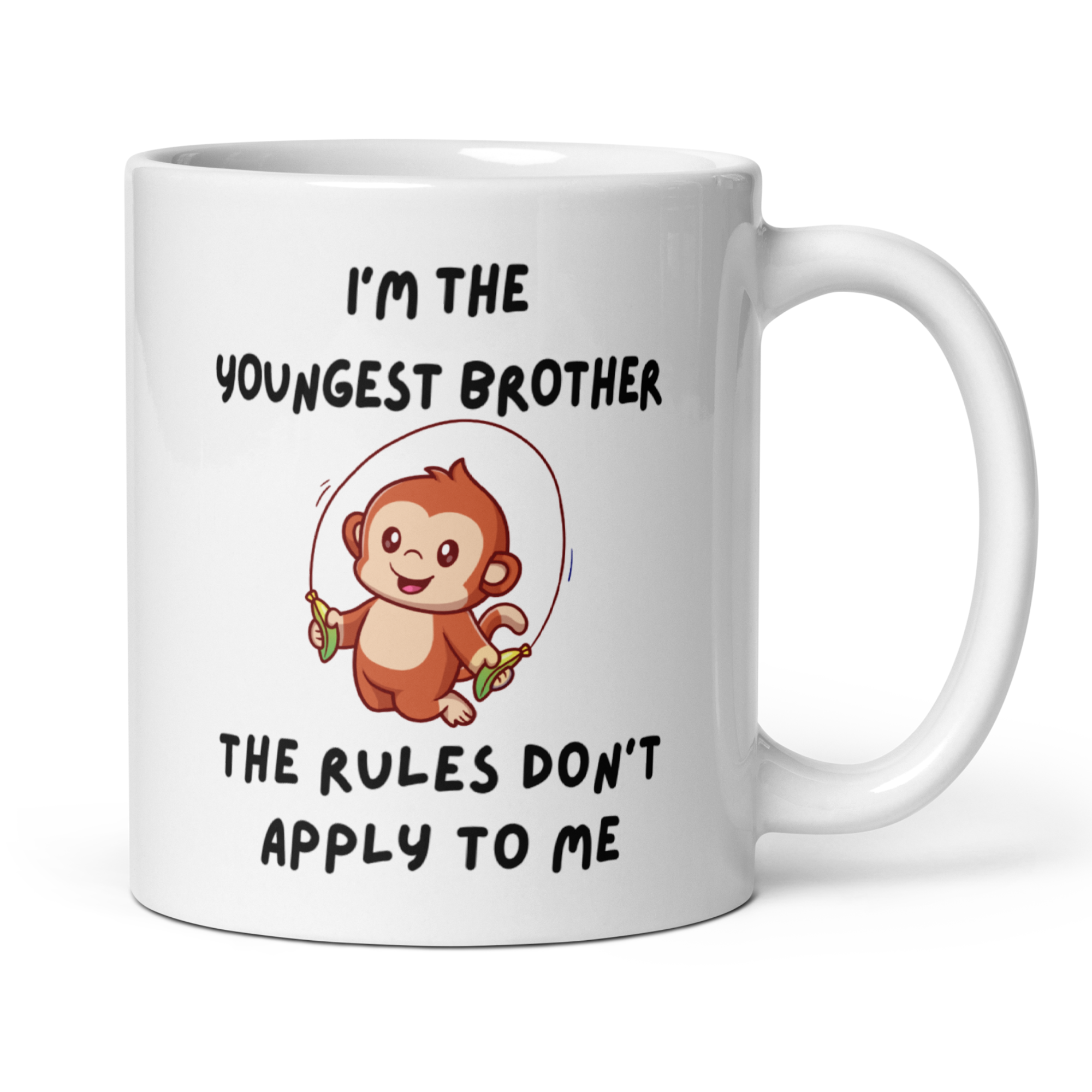 Cheeky Brother Monkey Sibling Rules Mug – 11oz White Glossy Ceramic | Oldest, Middle, Youngest or Sets of 2/3