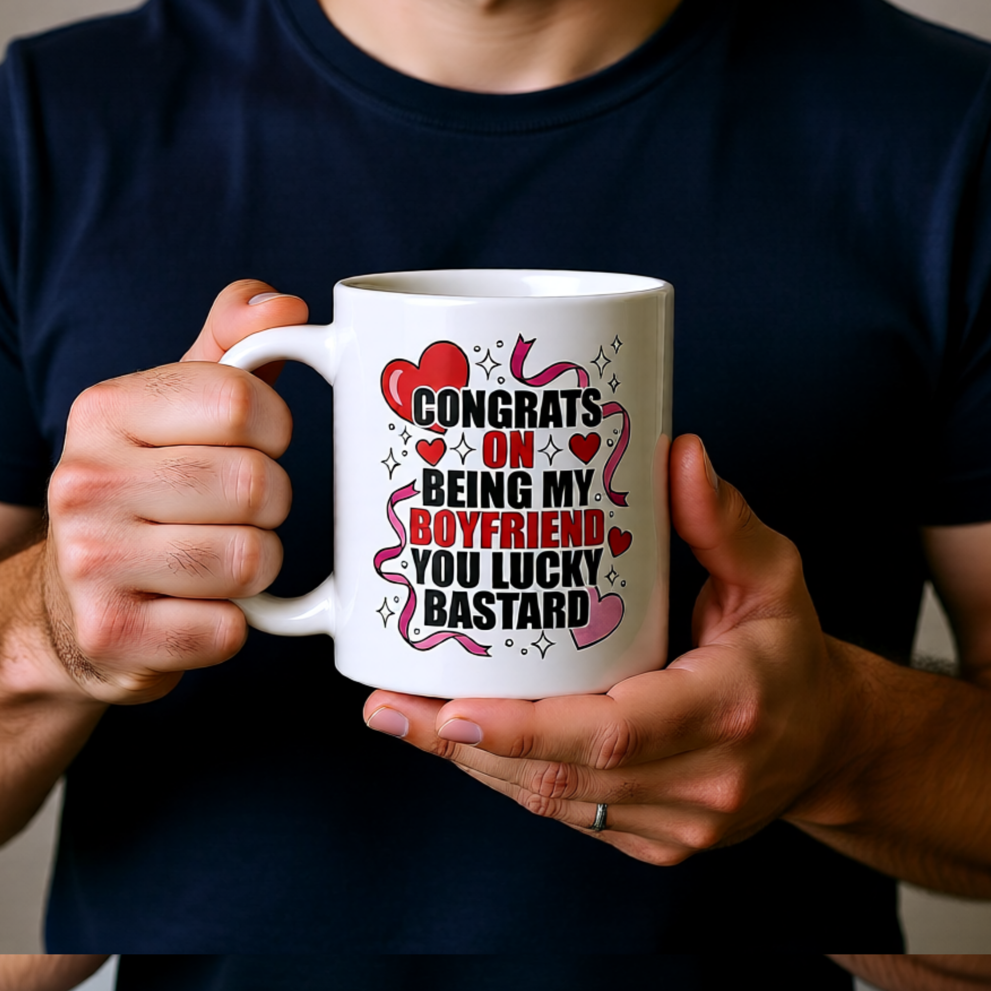 Congrats Lucky Bastard Boyfriend Mug - Funny Valentine's Gift
