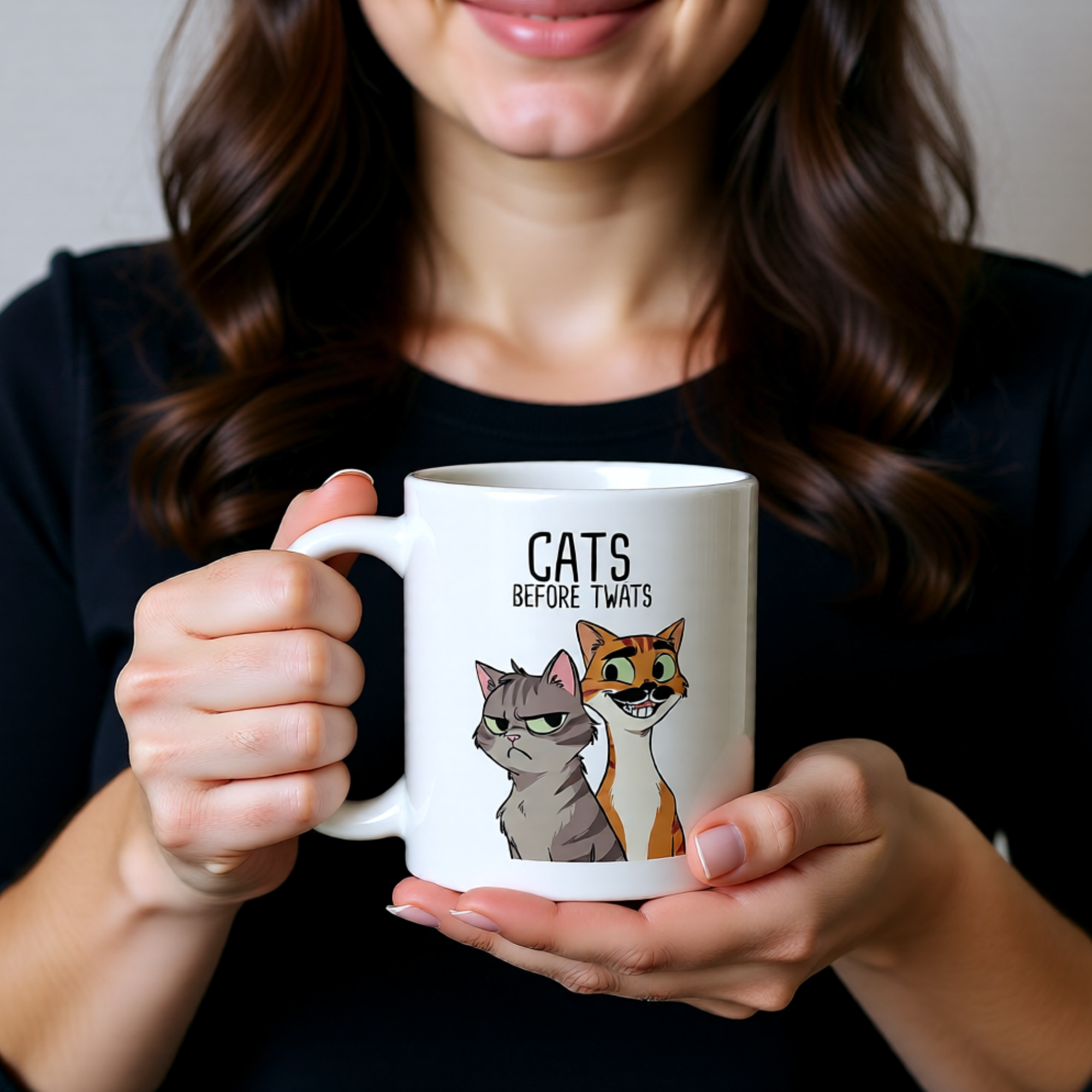 Cats Before Twats 11oz White Glossy Ceramic Mug - Funny Cat Lover Gift