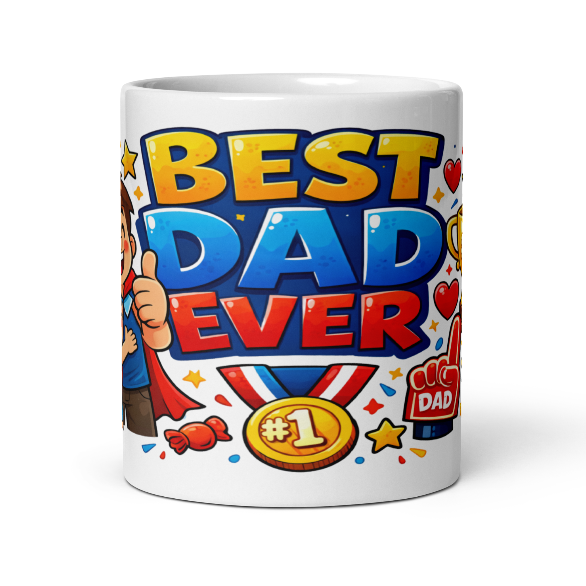Best Dad Ever 11oz White Glossy Ceramic Mug - Heartfelt Dad Gift
