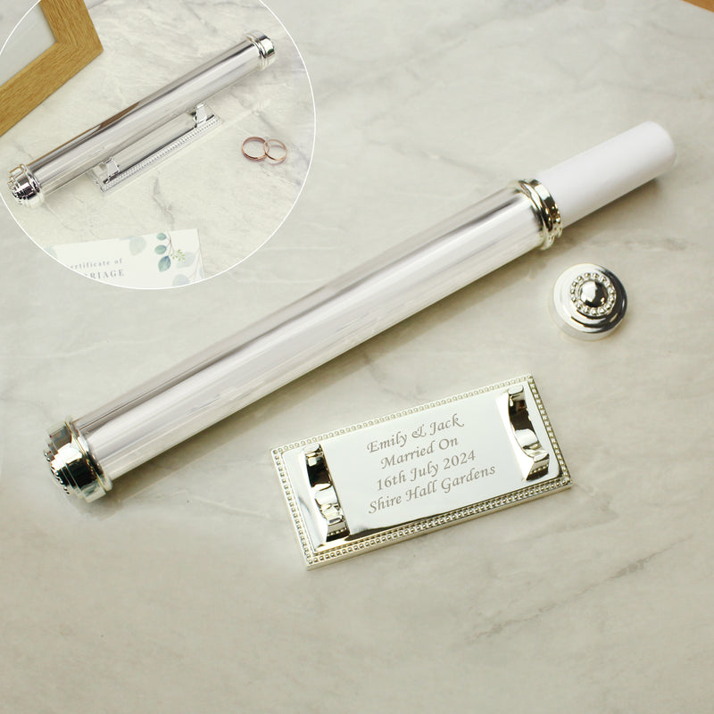 Personalised Plain Silver Plated Certificate Holder