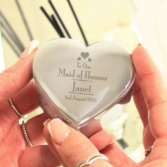 Personalised Decorative Wedding Maid of Honour Heart Trinket Box