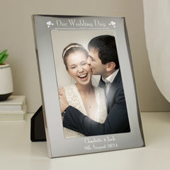 Personalised Silver 5x7 Decorative Our Wedding Day Photo Frame