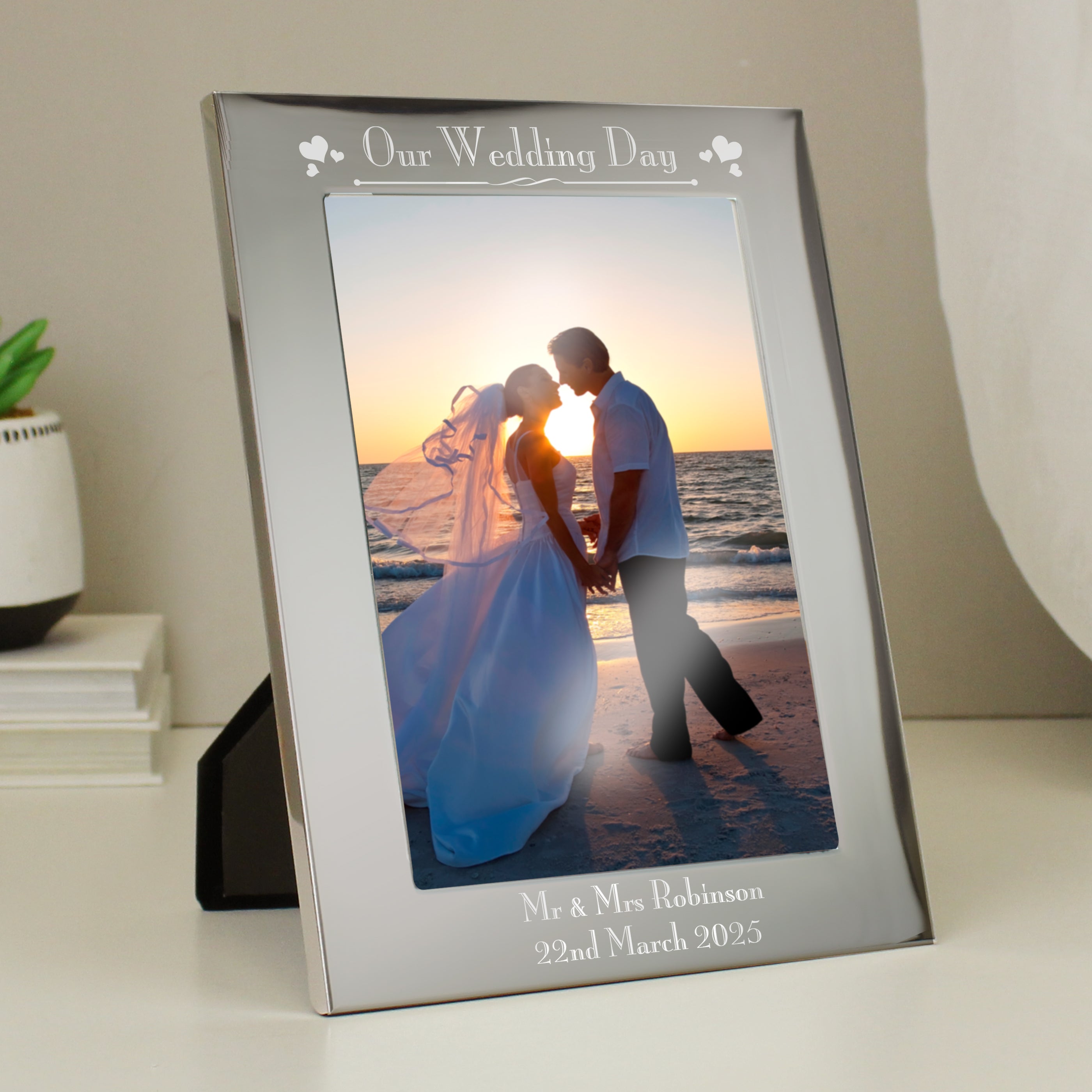 Personalised Silver 5x7 Decorative Our Wedding Day Photo Frame