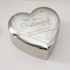 Personalised Bridesmaid Swirls & Hearts Trinket Box