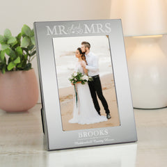 Personalised Mr & Mrs 4x6 Silver Photo Frame