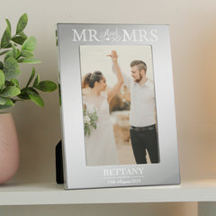 Personalised Mr & Mrs 4x6 Silver Photo Frame