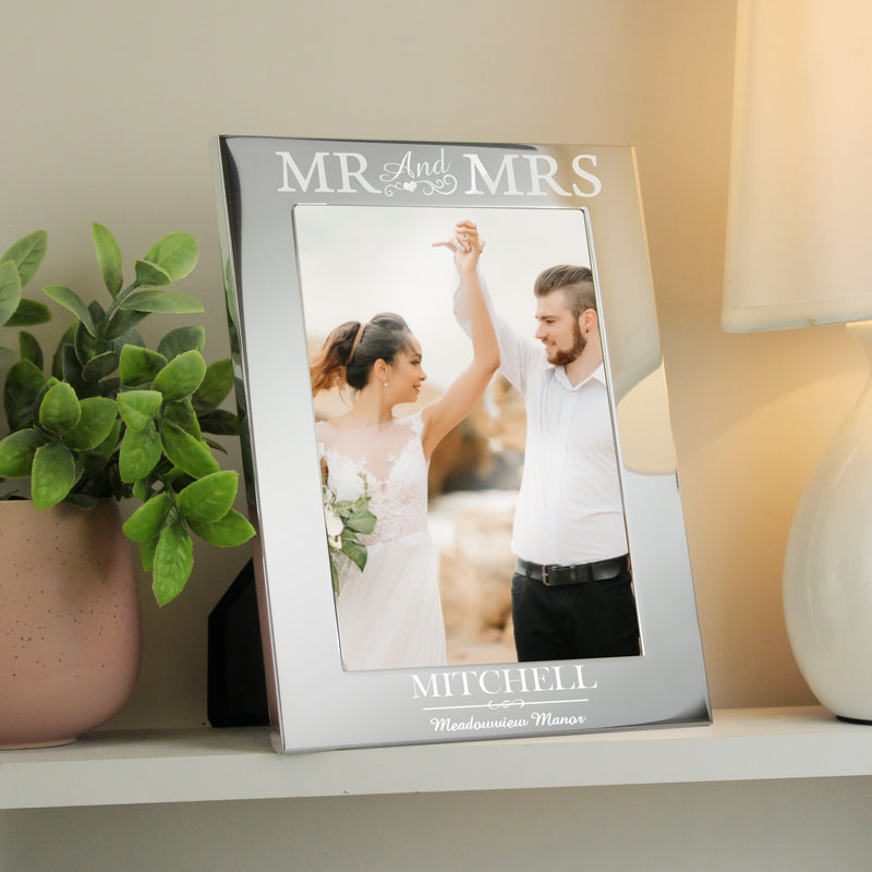 Personalised Mr & Mrs 5x7 Silver Photo Frame