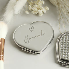 Personalised Diamante Heart Compact Mirror